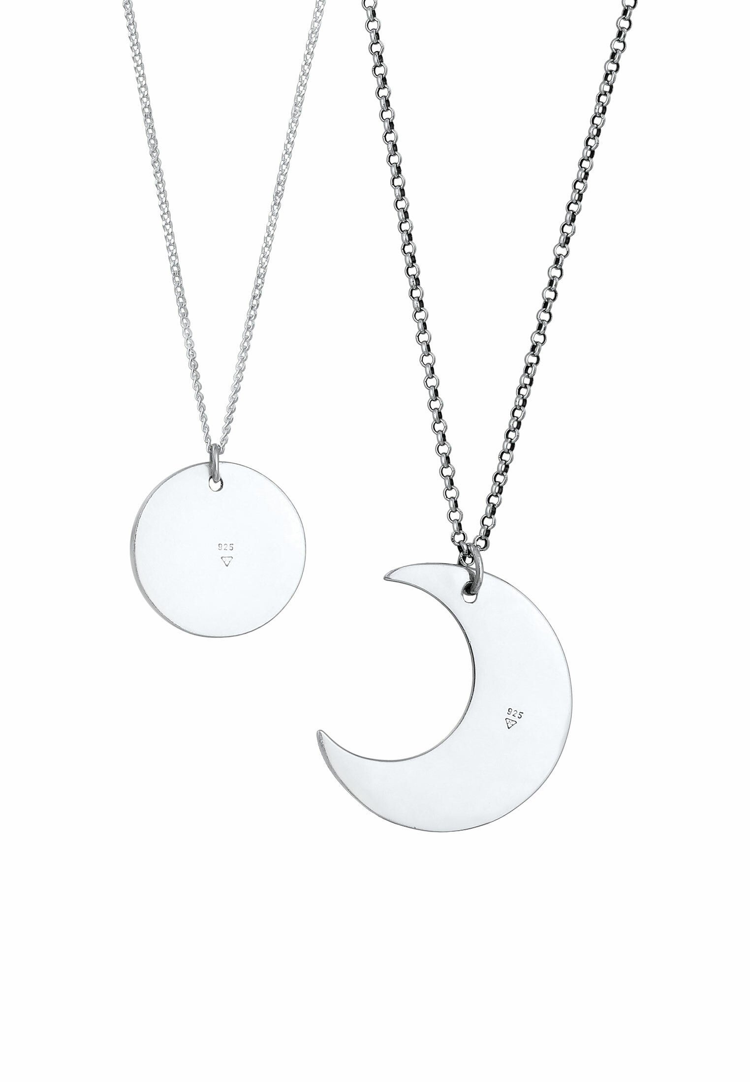Elli Ketten-Set Partnerkette Halbmond Sonne Plättchen 925 Silber