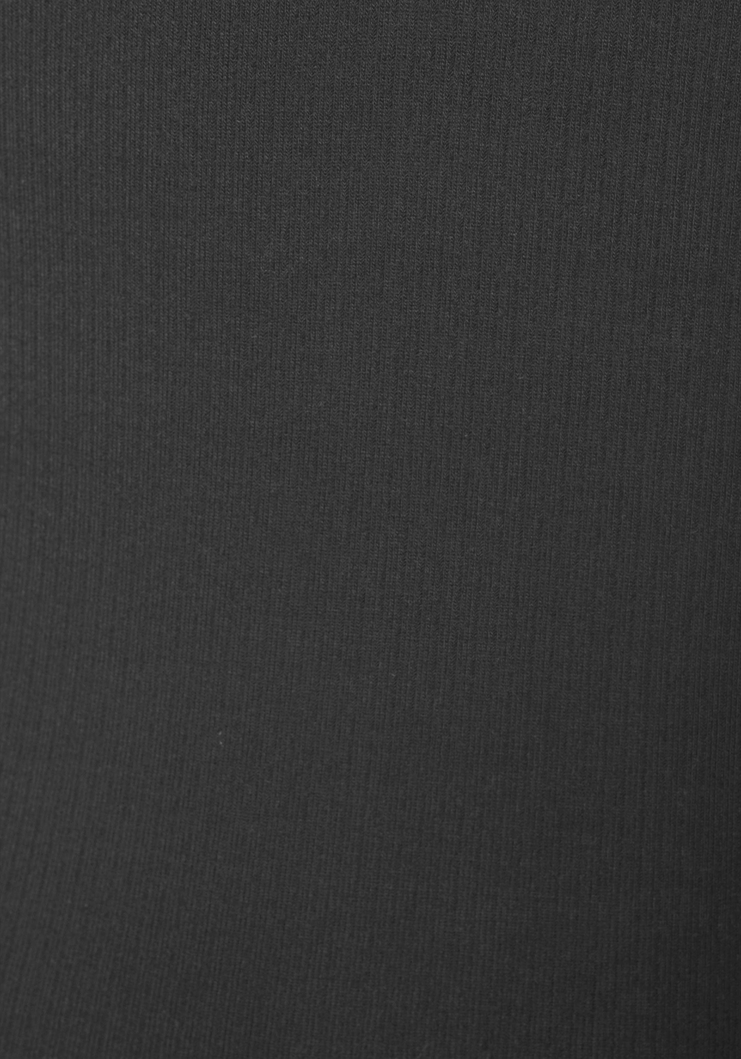 Langarmshirt geripptem Stoff aus s.Oliver schwarz mit Zier-Knopfleiste