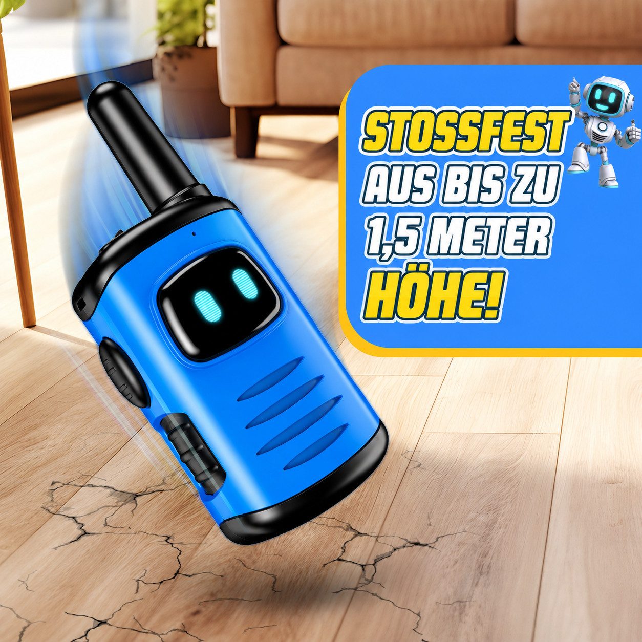 Wootoy Walkie Talkie Funkgeräte Kinder Roboter-Walkie-Talkies Spielzeug, (mit Reichweite von bis zu ca. 300 m unter geeigneten Bedingungen, 3-St., Push-to-Talk-Bedienung unkomplizierte Nutzung für Kinder ab 3 Jahren), in Geschenkbox ideal für Indoor- und Outdoor-Abenteuer