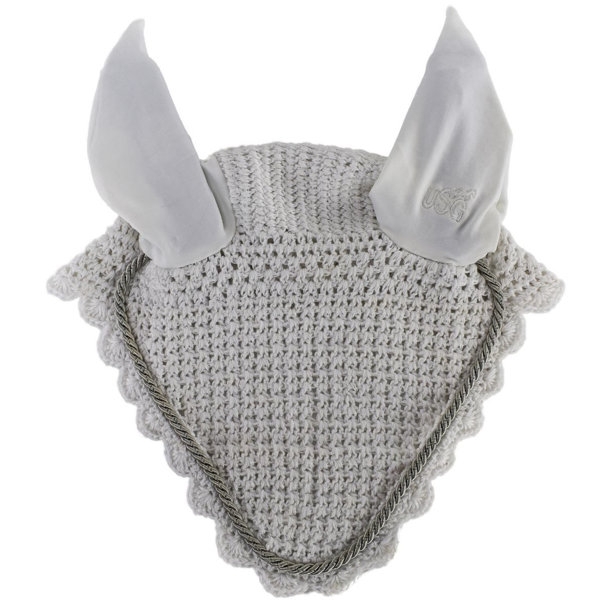 USG Fliegenhaube Warmblut Fliegenhaube in Strick-Optik mit Kordel in Akzentfarbe (1 St), elastischer Ohrenschutz