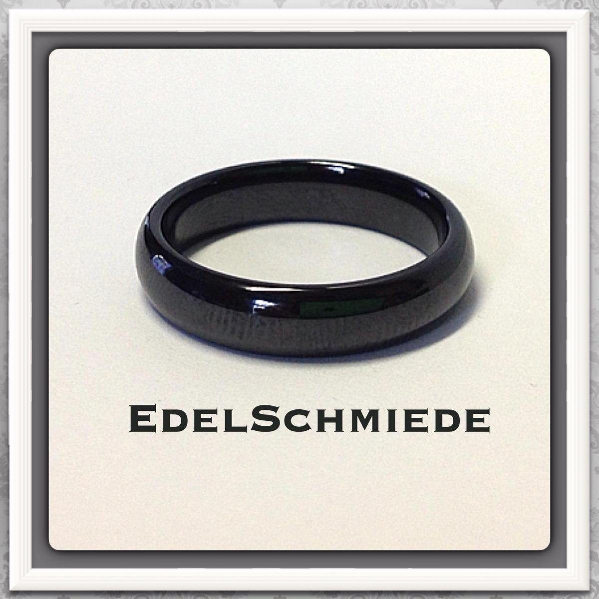 Edelschmiede925 Fingerring Keramik Ring mm 60 schwarz 5 # halbrund