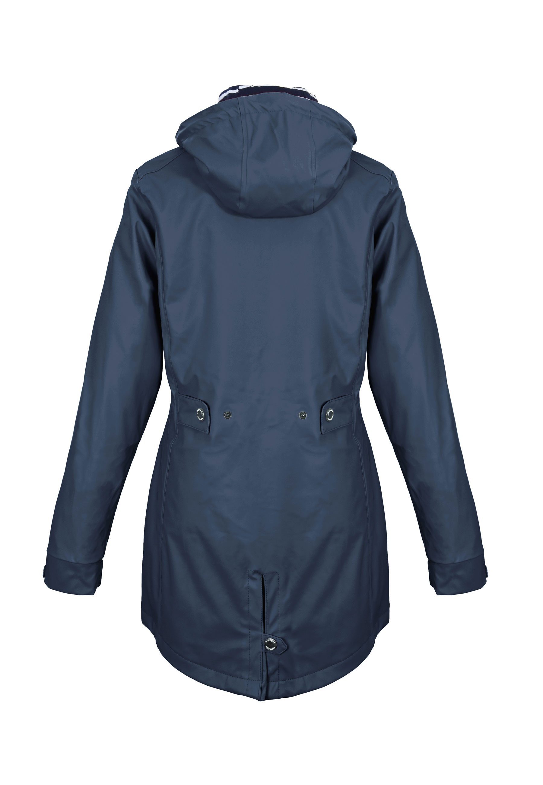 Regenliebe Regenjacke navy mit Friesennerz verstellbaren Regenmantel Kapuze taillierter