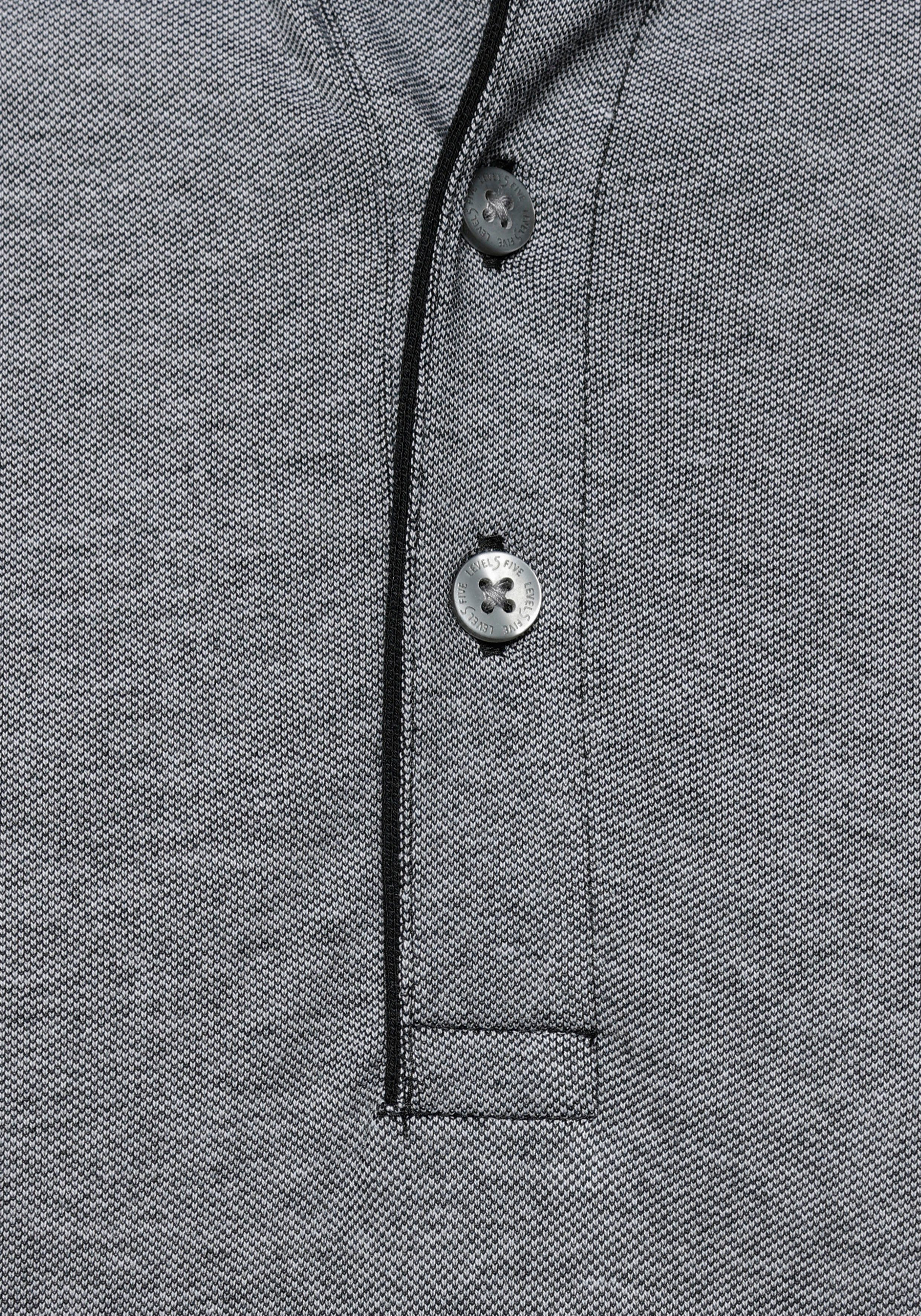 fit Five body aus schwarz-meliert Baumwoll-Piqué Level OLYMP Poloshirt