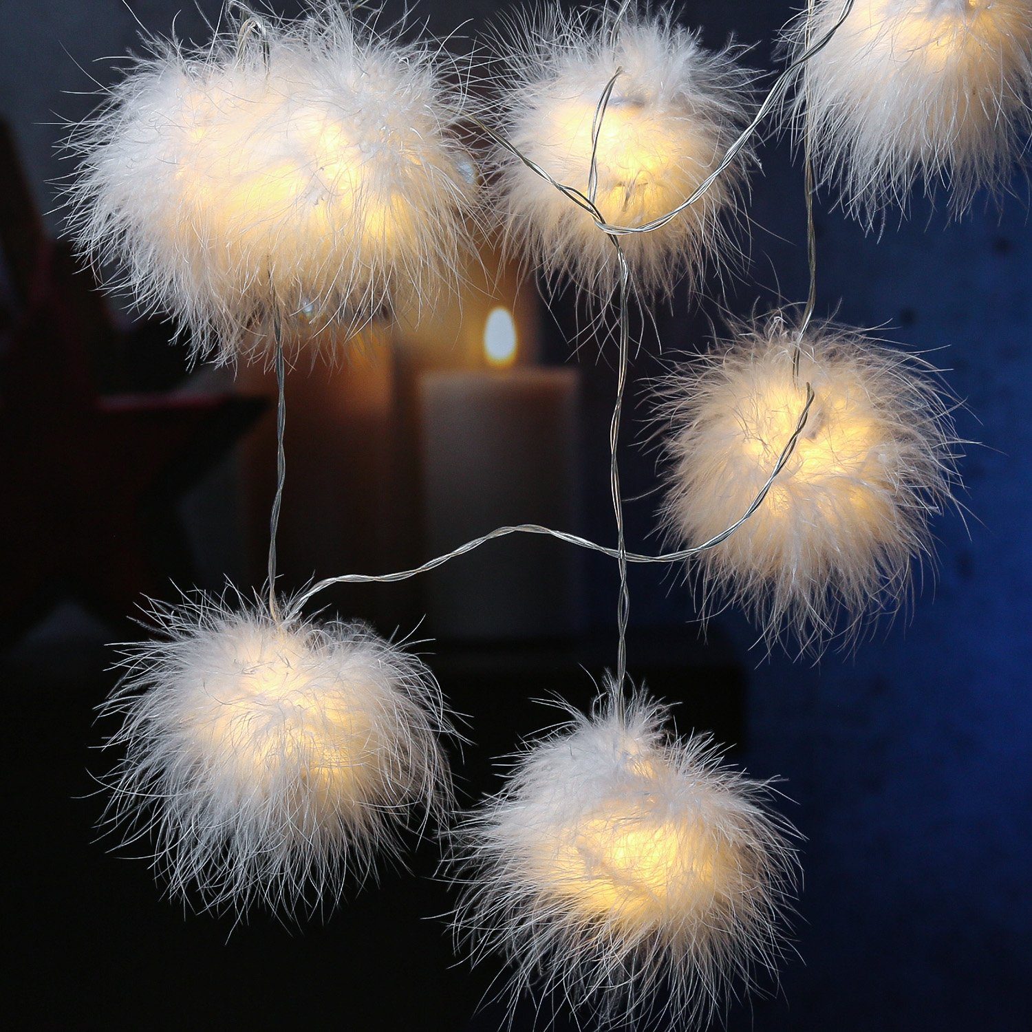 MARELIDA LED-Lichterkette Schneebälle 26 leuchtende Bälle 10m Winter Dekolichterketteweiß, 26-flammig – Bild 4 von 4
