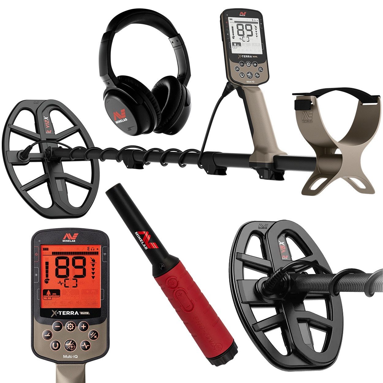 Minelab Metalldetektor Minelab X-Terra Elite Expeditionspack Metalldetektor + Pinpointer, 5-stufiger Tiefenindikator