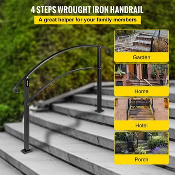 VEVOR Armlehne Verstellbarer Treppenhandlauf Schwarz Eisen 3 bis 4 Stufen, einen Sicherheitsschutz,dekoriert auch Ihre Treppe