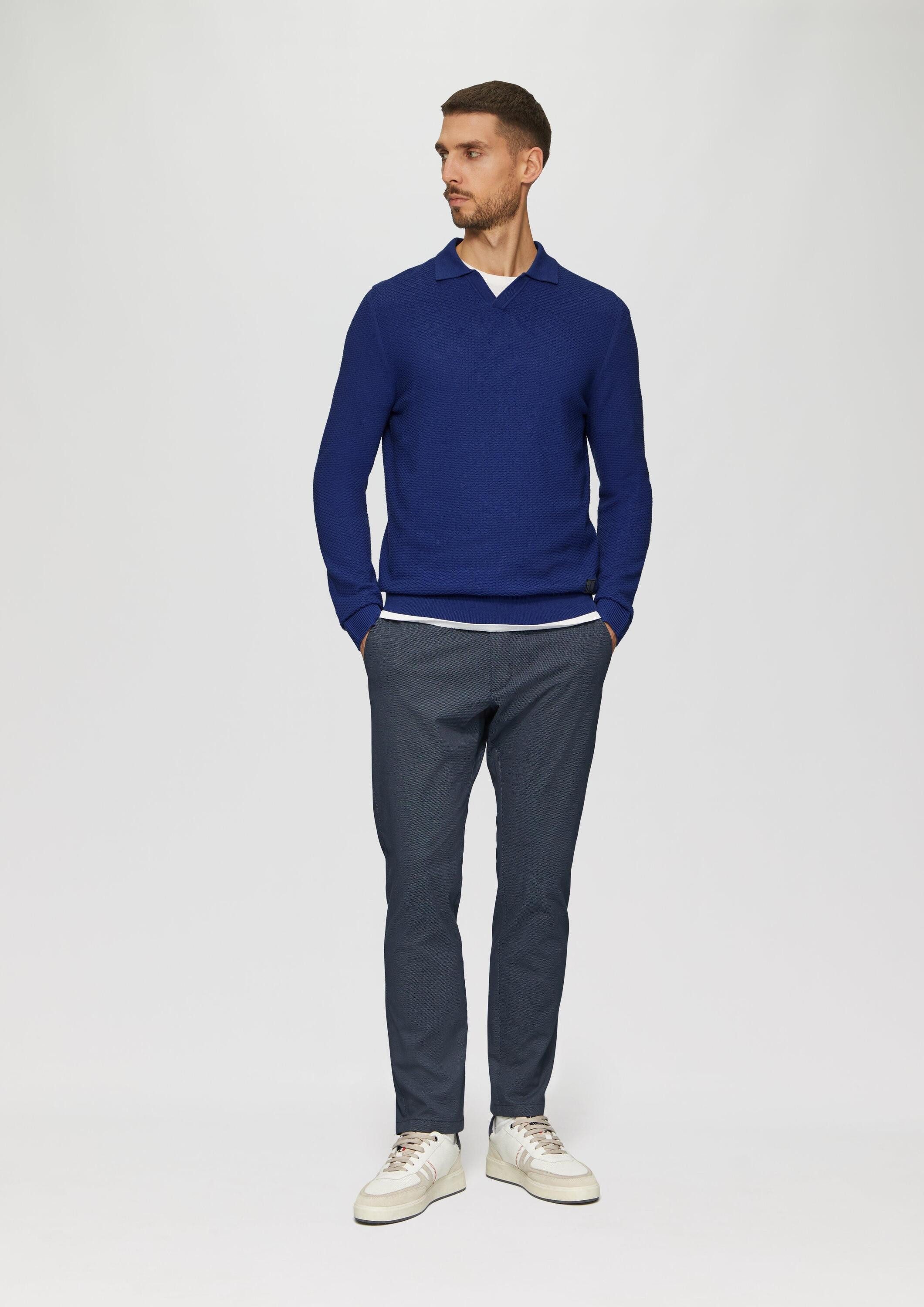 s.Oliver Longpullover Strickpullover Strukturierter Strickpullover mit Polokragen