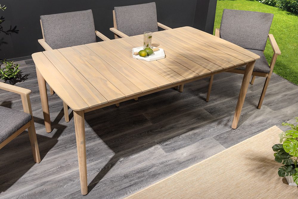 riess-ambiente Gartentisch KOPENHAGEN 160cm natur – Akazie, Massivholz, wetterfest, Bootsform (Einzelartikel, 1-St), massiver Tisch aus Holz in Bootsform – ideal für den Außenbereich