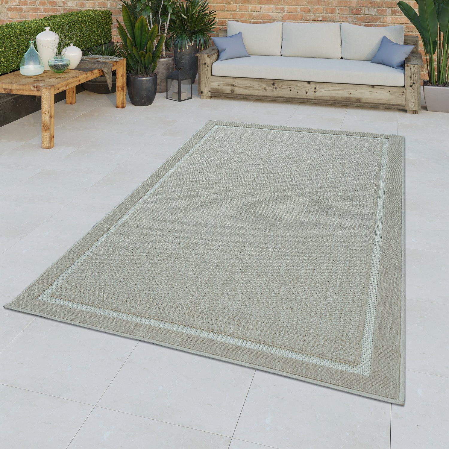 Outdoorteppich In- & Outdoor-Teppich Flachgewebe Mit Bordüre, TT Home, rechteckig, Höhe: 8 mm