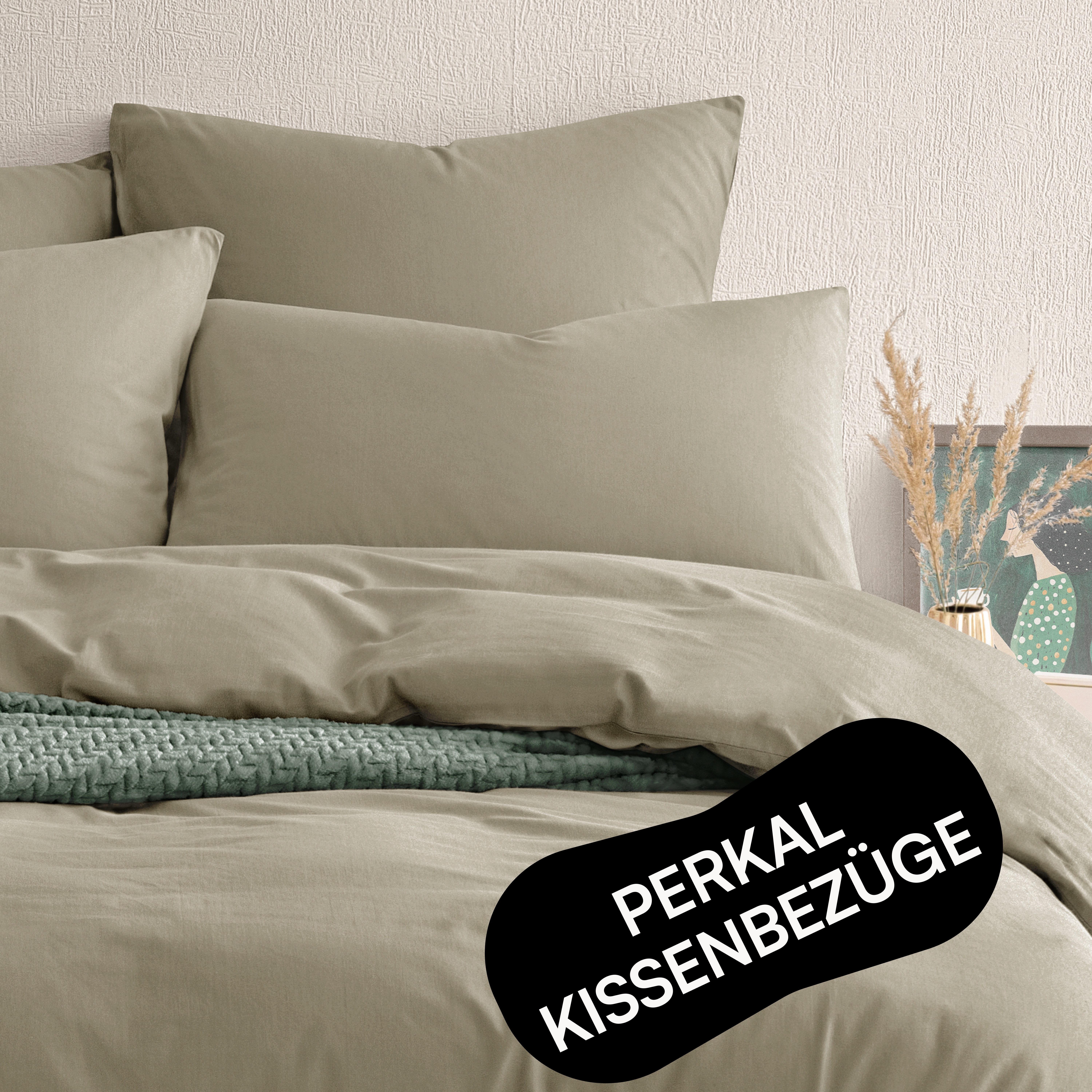 Seralino Kissenbezüge Perkal Kissenbezug (100% Baumwolle) weich angeraut, hautfreundlich, besonders weich & atmungsaktiv, BCI zertifiziert, mit Reißverschluss