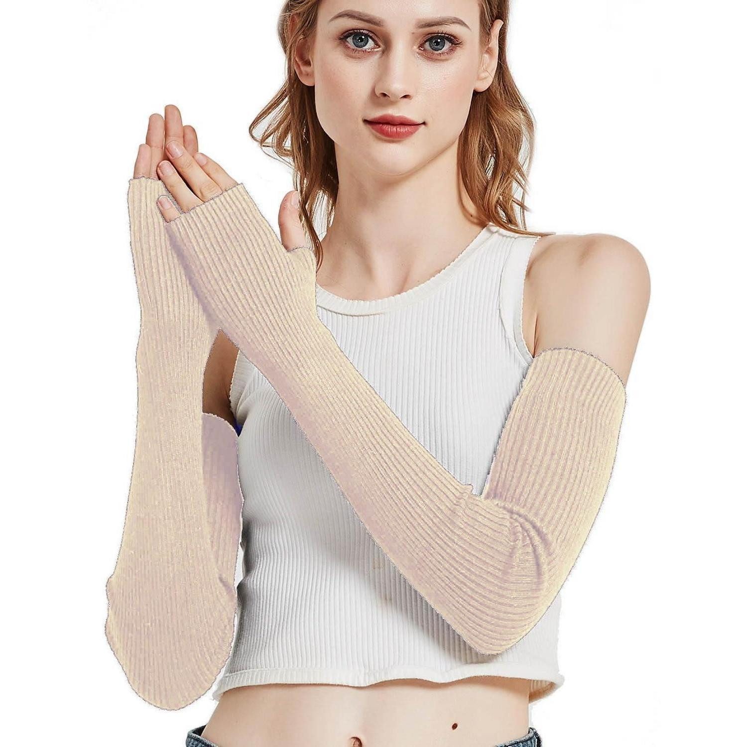 LuxusKollektion Armstulpen Armstulpen Wollmischung Winter lang fingerlos