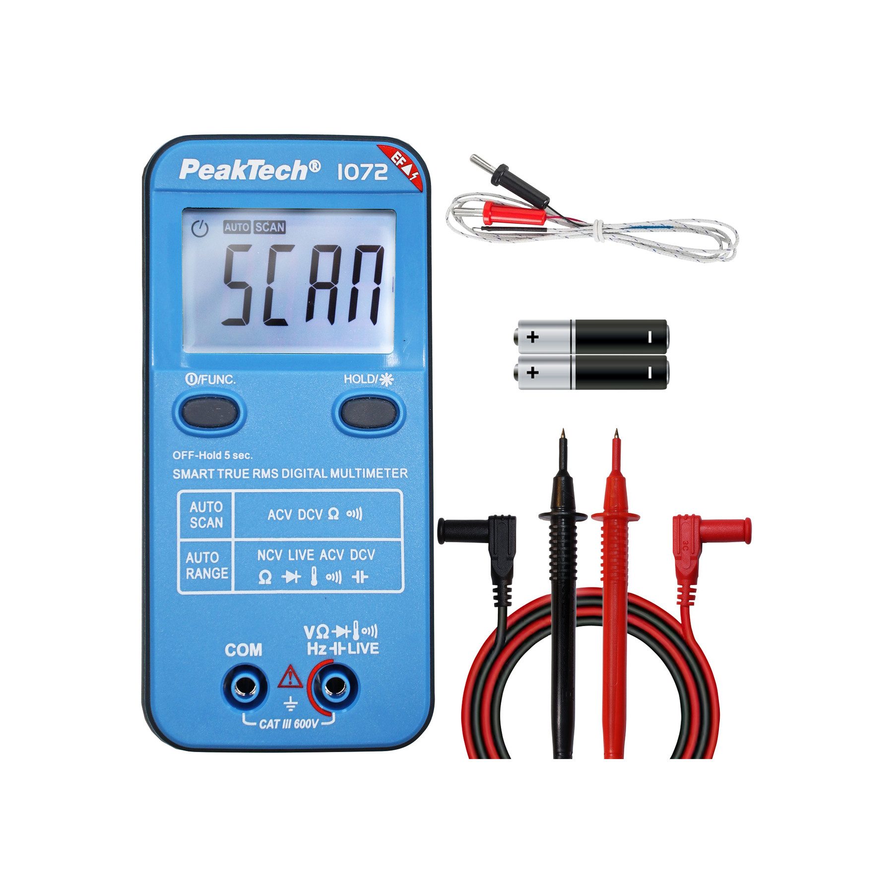 PeakTech Multimeter PEAKTECH Smart-Multimeter, P 1072, 600 V AC/DC, NCV, True RMS