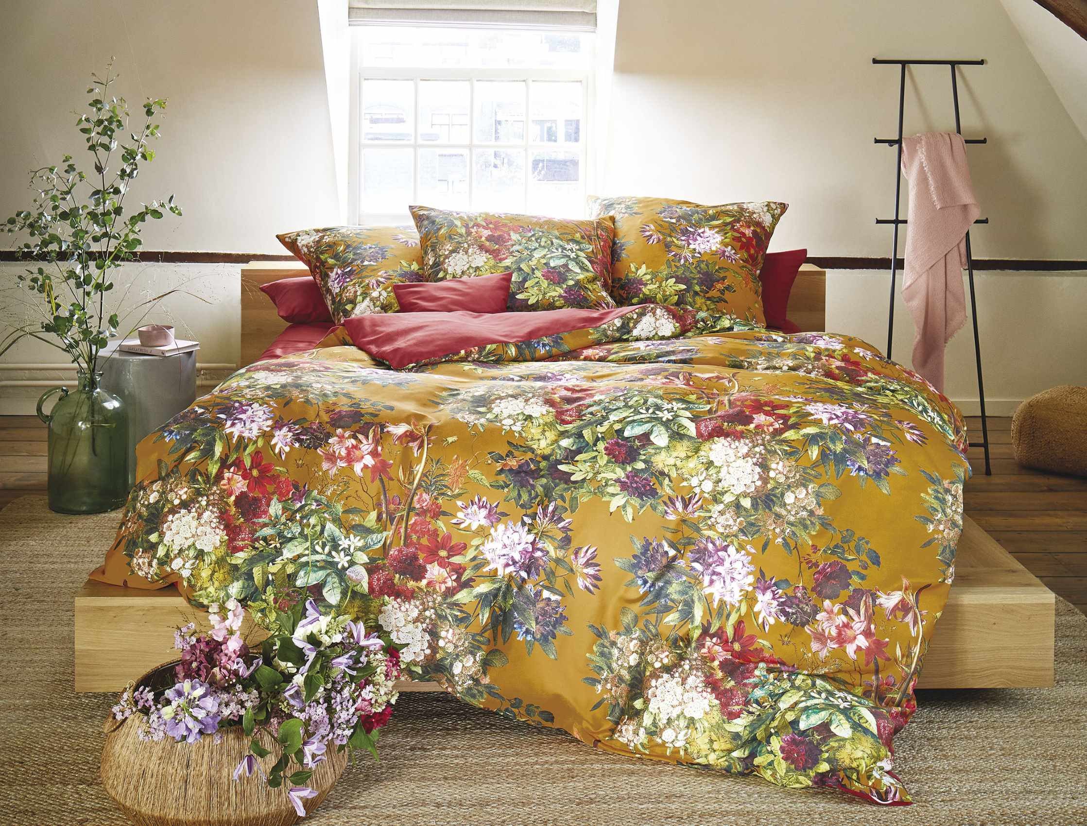 Irisette Bettwäsche Irisette Magic Mako-Satin Bettwäsche 155x220 Blumen Barock ocker Wende, Mako-Satin, 2 teilig