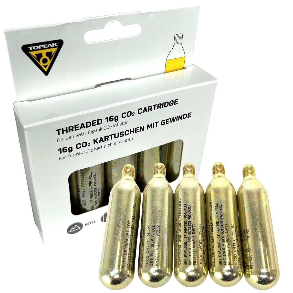 Topeak Fahrradpumpe Topeak Fahrradpumpen CO2-Kartuschen mit Gewinde 5x16g Set