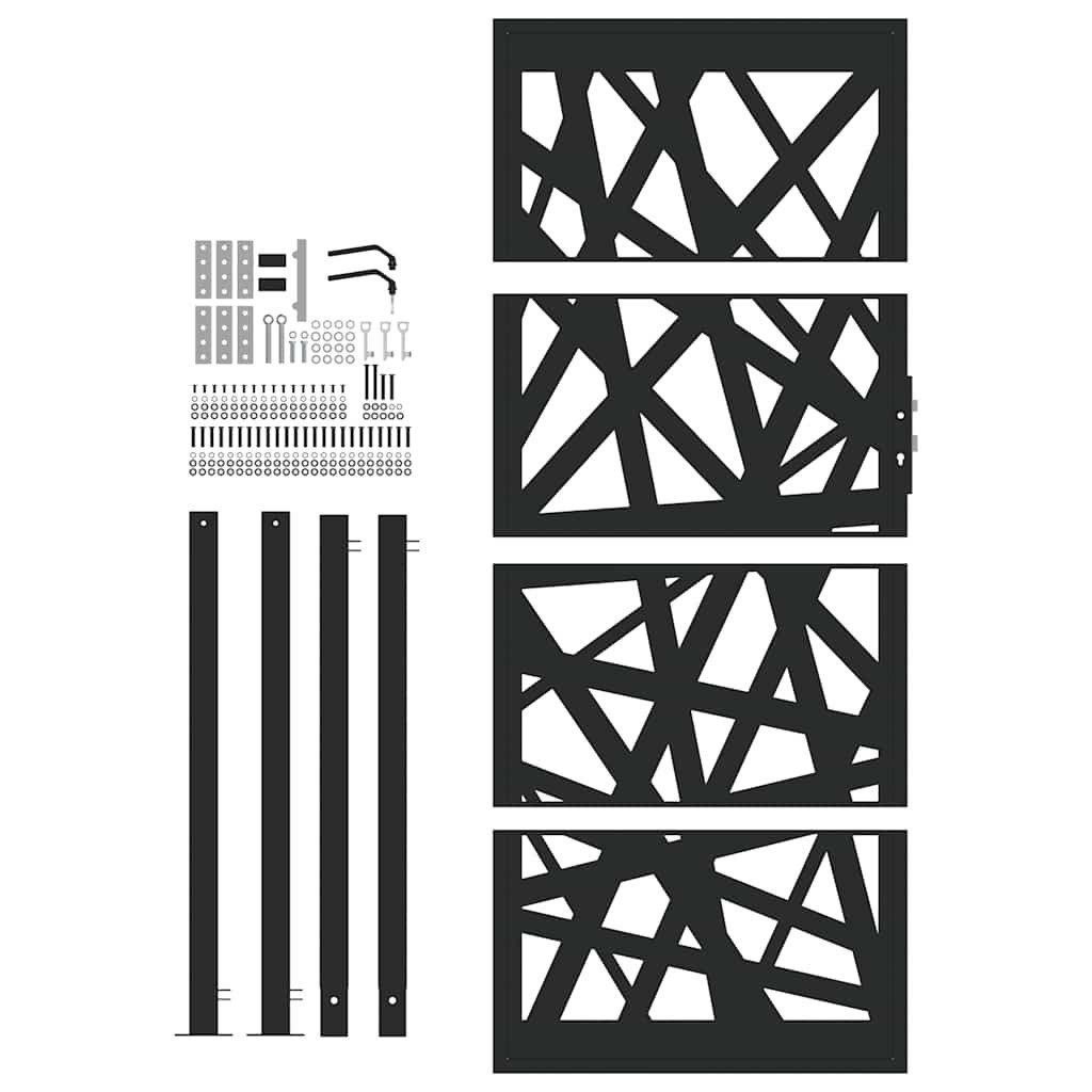vidaXL Gartentor Gartentor Schwarz 100x200 cm Stahl Leichtes Design