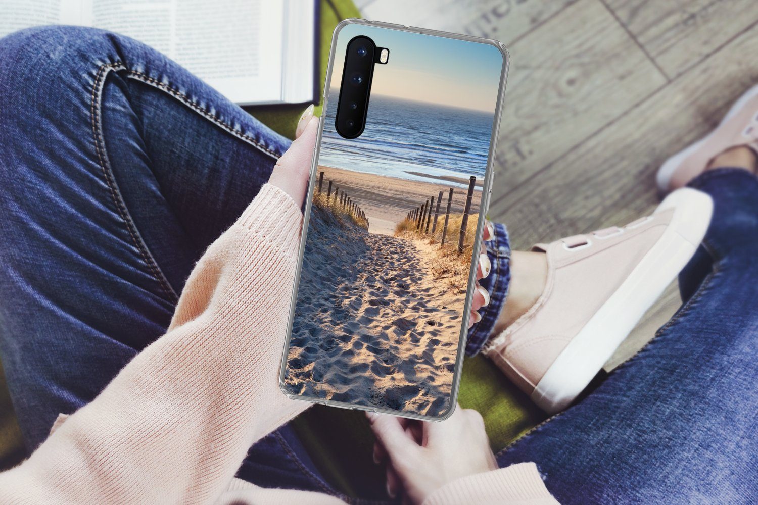MuchoWow Handyhülle für OnePlus Nord Strand - Meer - Niederlande - Dünen - Sonne, Phone Case, Silikon, Schutzhülle Dünn