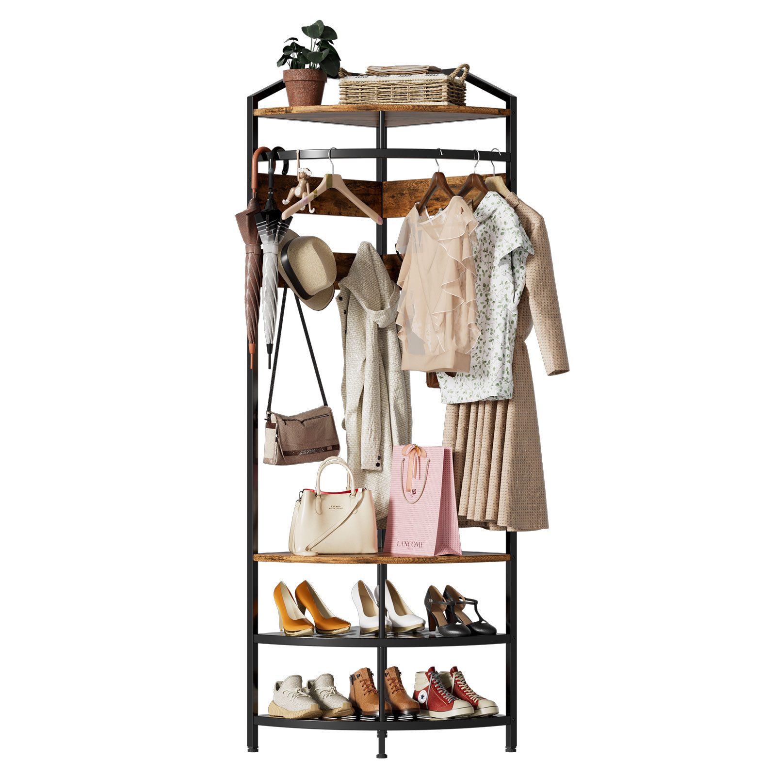 TWSOUL Garderobenständer 3 in 1 Eck Kleiderständer & Sitzbank & Schuhregal, günstig online kaufen