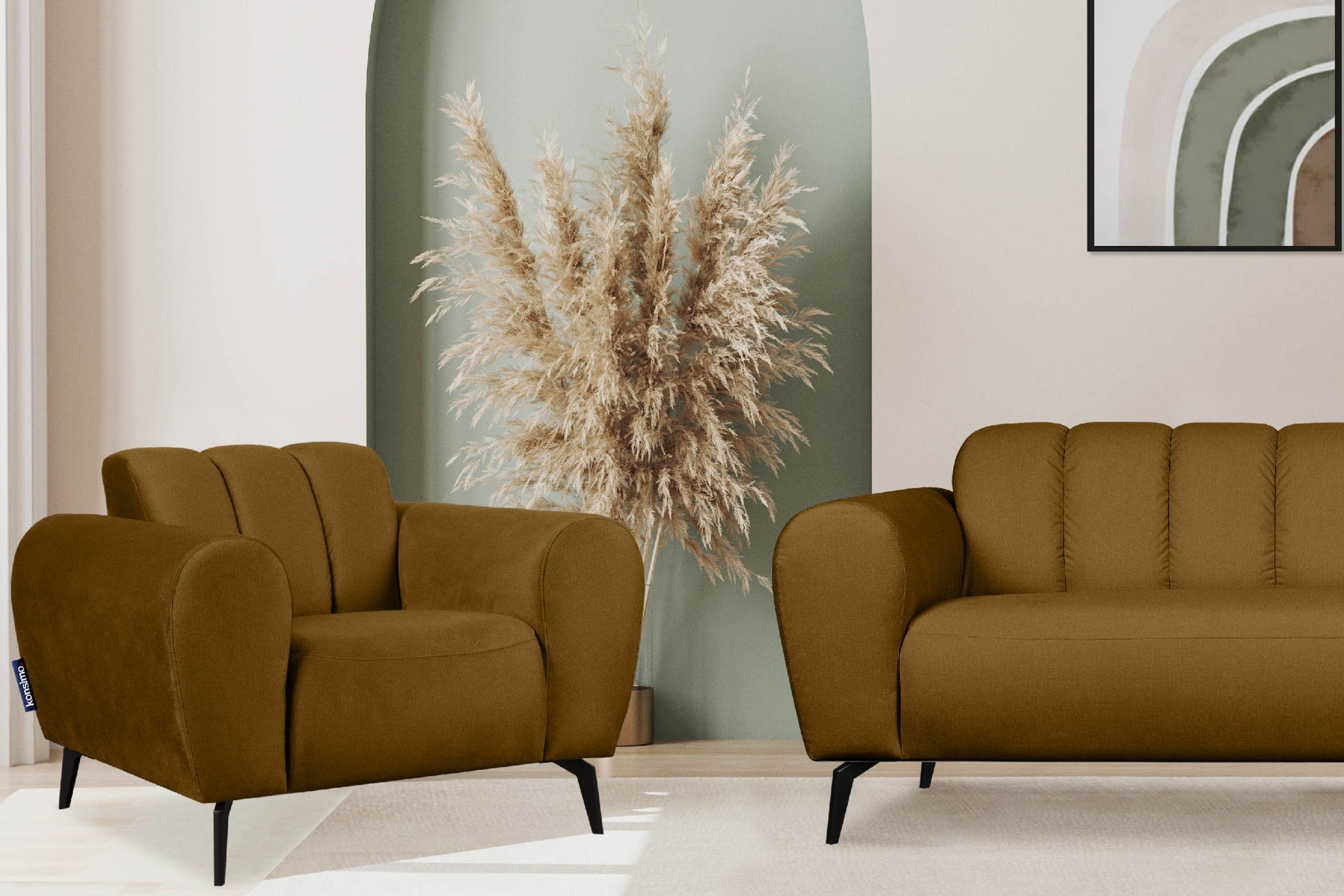 Konsimo Sessel RUBERO Gewebe breiten gelb | gelb modernes Design mit wasserabweisenden Eigenschaften, Armlehnen, mit