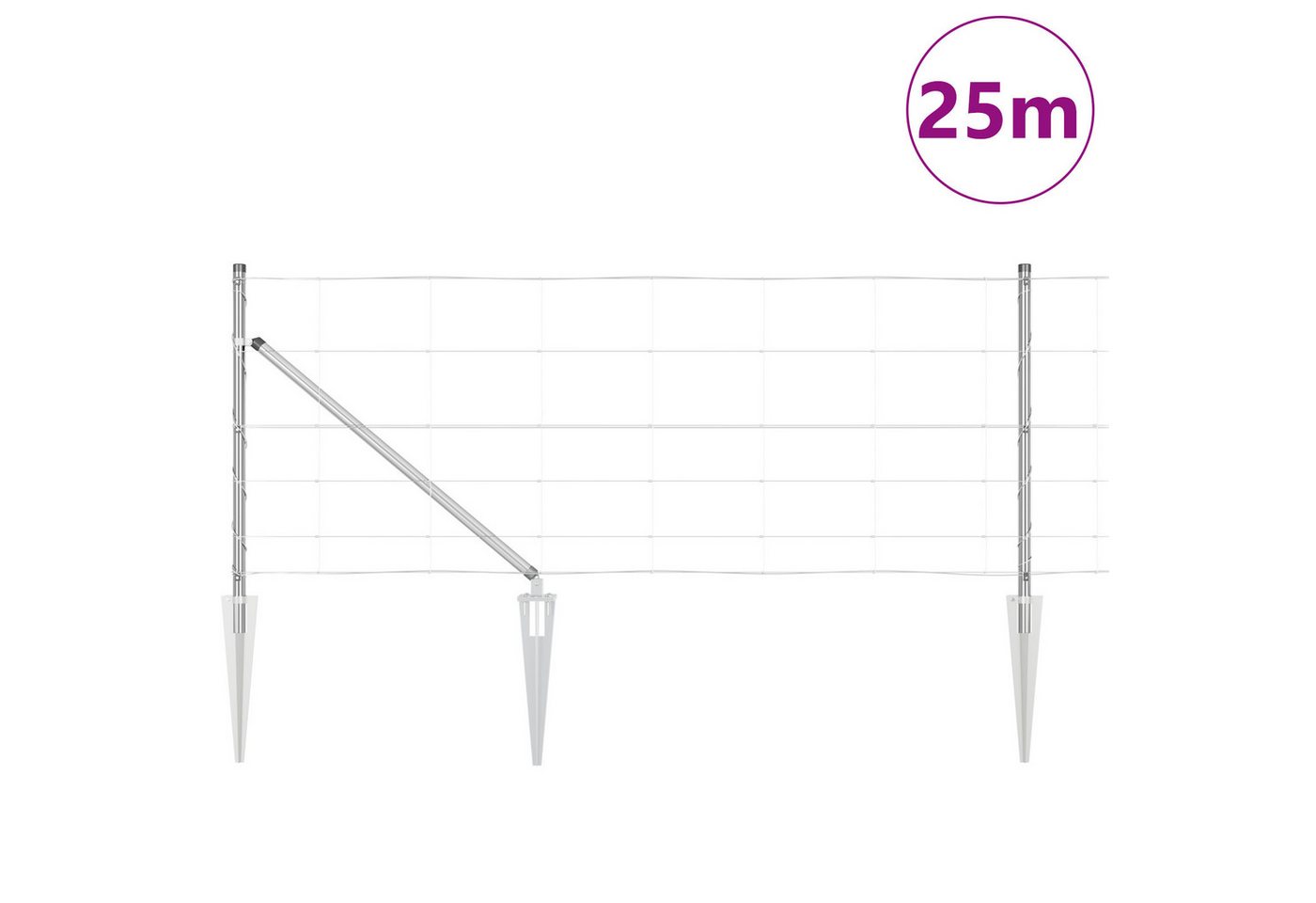 Thumbnail - vidaXL Gartenzaun Feldzaun 0,8x25 m Verzinkter Stahl, (1-St)
