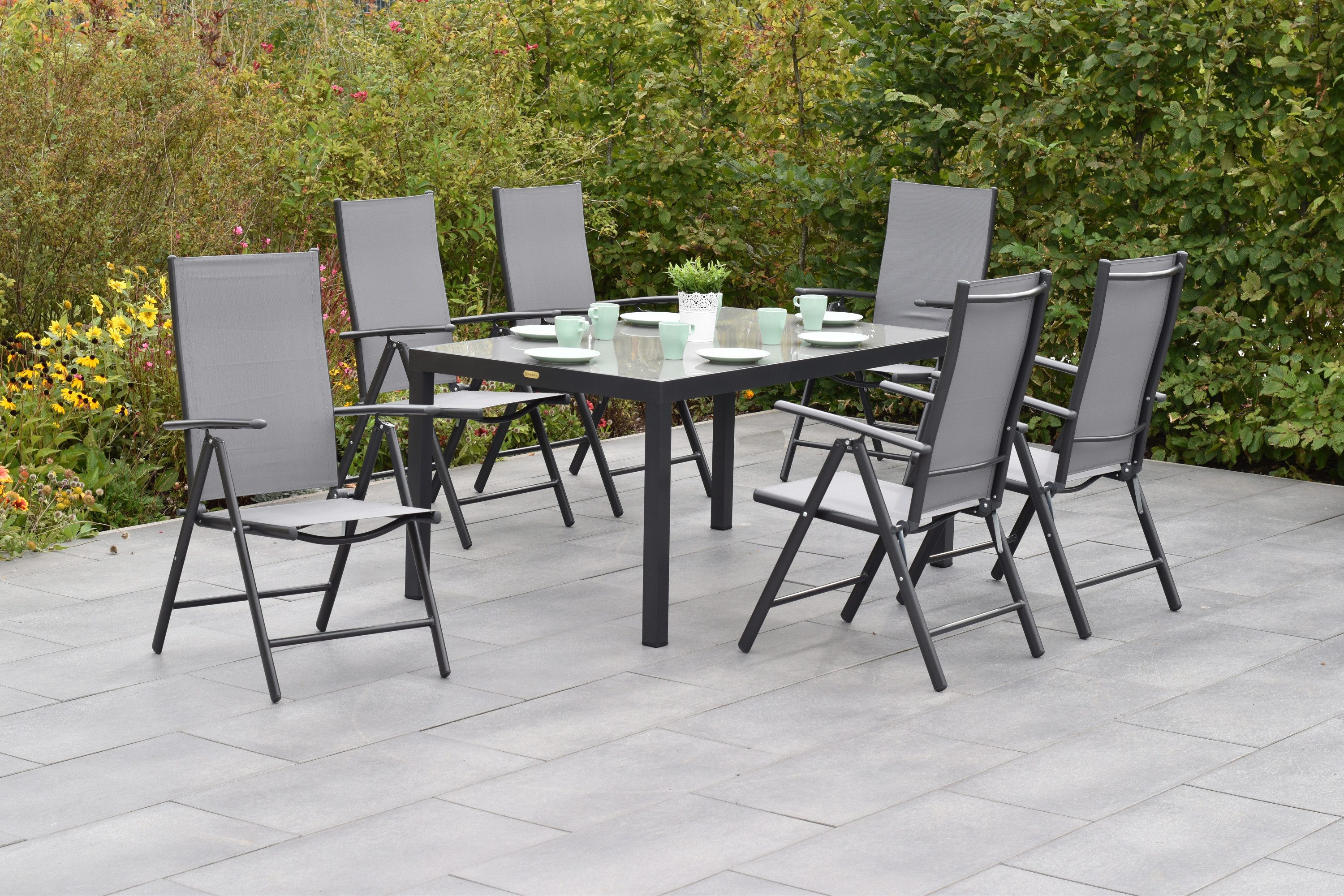 MERXX Garten-Essgruppe »Amalfi«, (Set, 7-tlg., 5-fach verstellbare Rückenlehne), Tisch: LxB: 150x90 cm