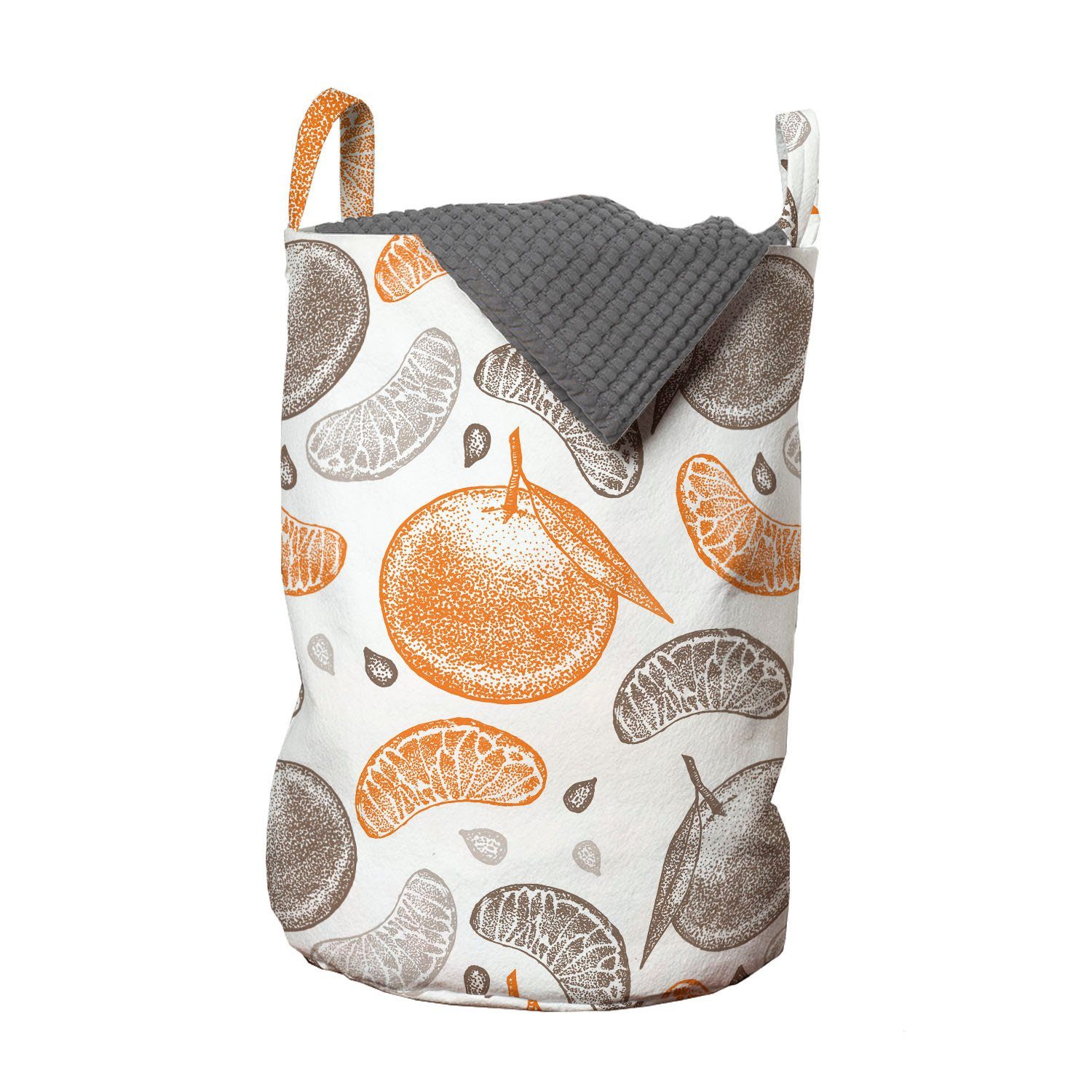 Abakuhaus Wäschesäckchen Wäschekorb mit Griffen Kordelzugverschluss für Waschsalons, Mandarine Ganze Segmente und Samen | Wäschesäcke