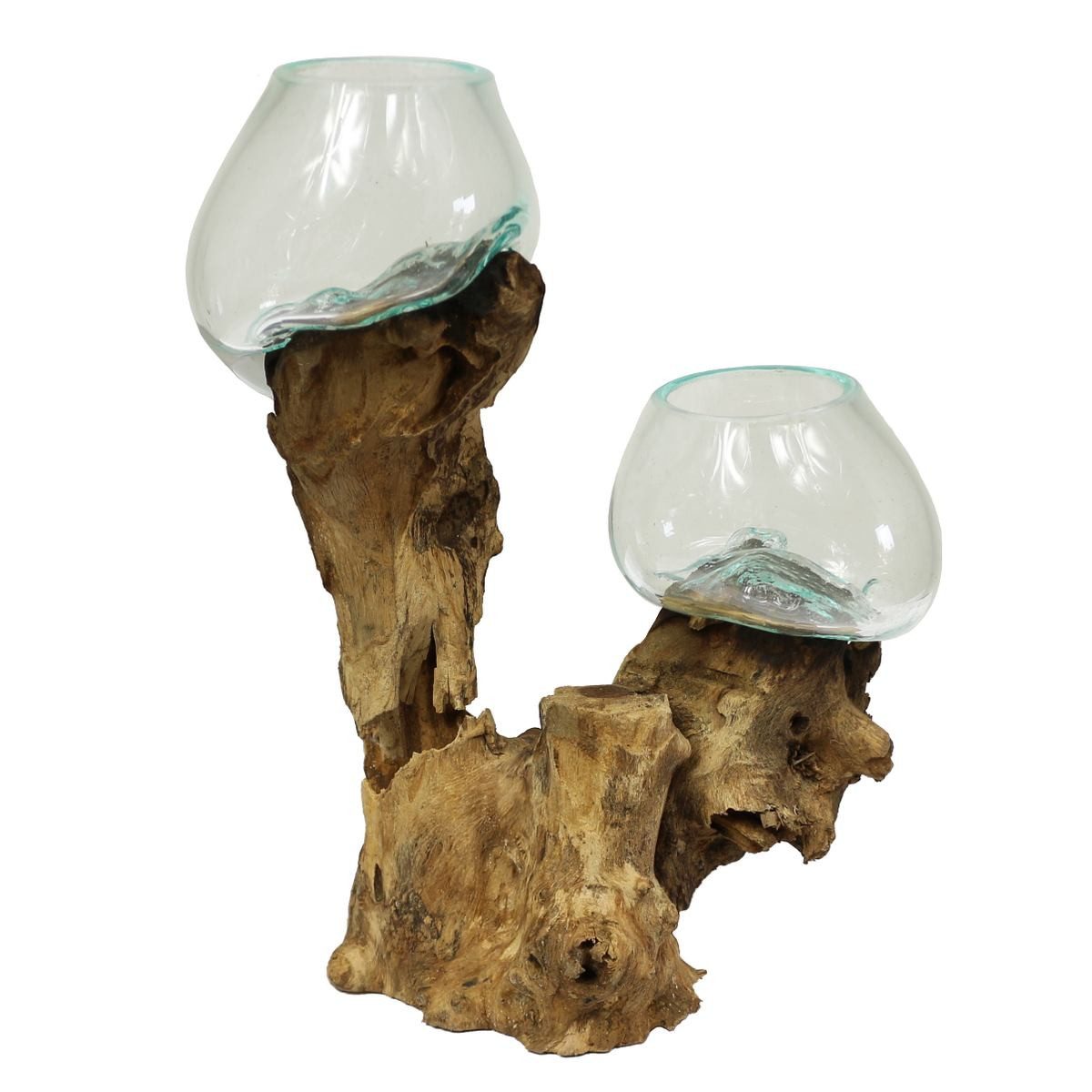 Oriental Galerie Dekofigur Wurzelholz Glas Vase Doppelt Nr.8 (1 St) günstig online kaufen