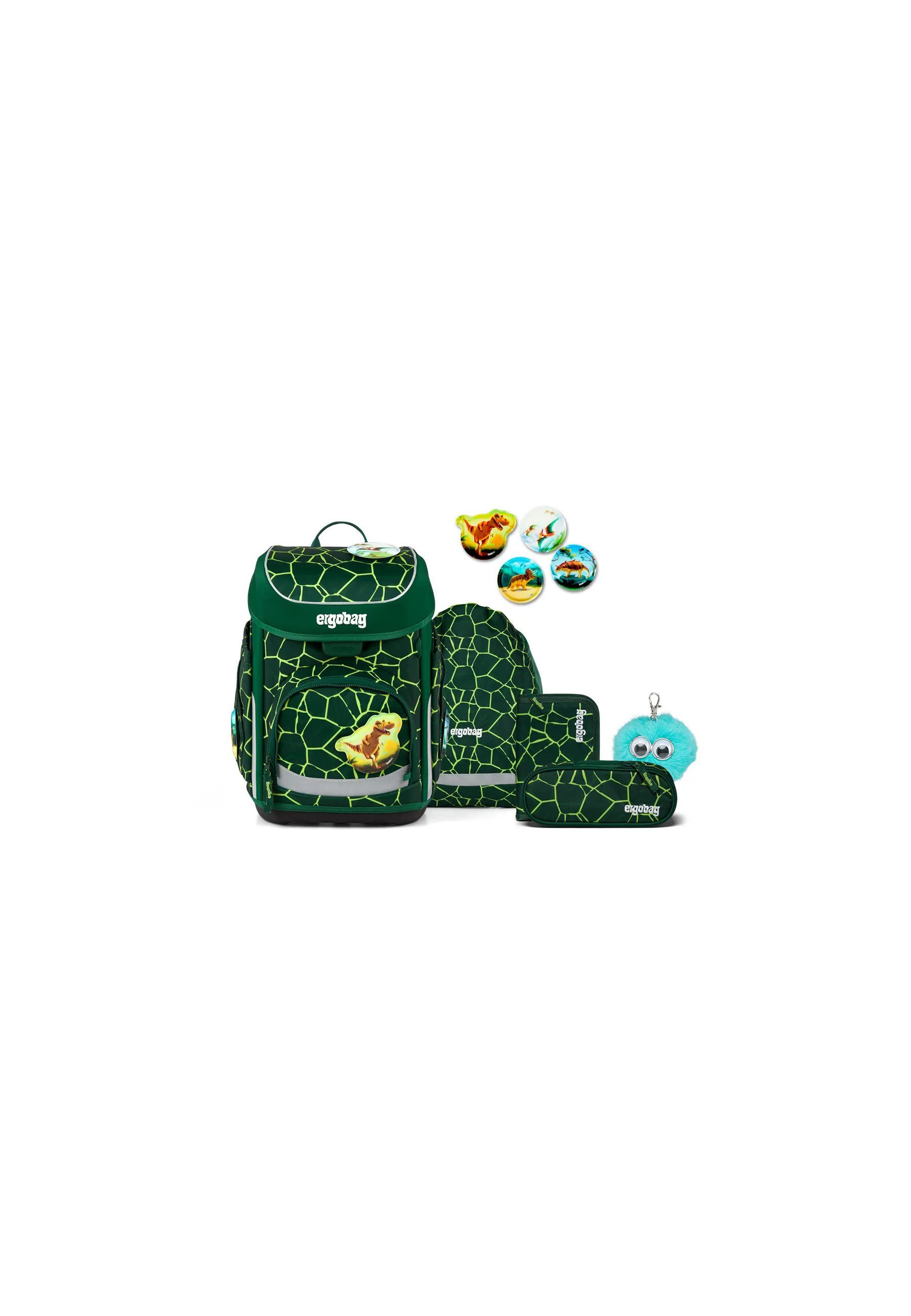 ergobag Schulranzen cubo Bundle Set (6-tlg., 6-teiliges Set), größenverstellbares Rückensystem