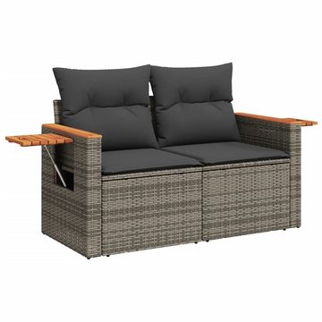 vidaXL Loungesofa Gartensofa 2-Sitzer mit Kissen Grau Poly Rattan