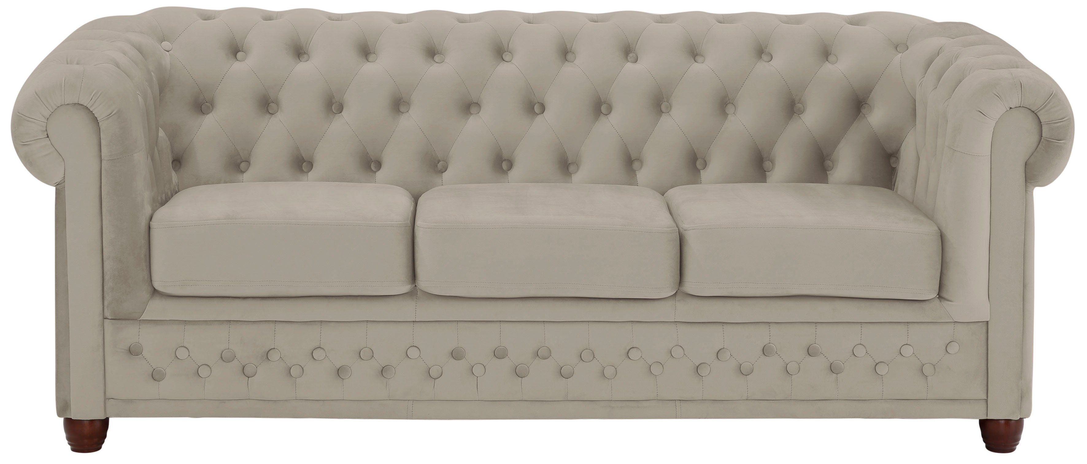 Home affaire Chesterfield-Sofa New Castle, mit hochwertiger Knopfheftung in Chesterfield-Design, B/T/H: 203/86/72