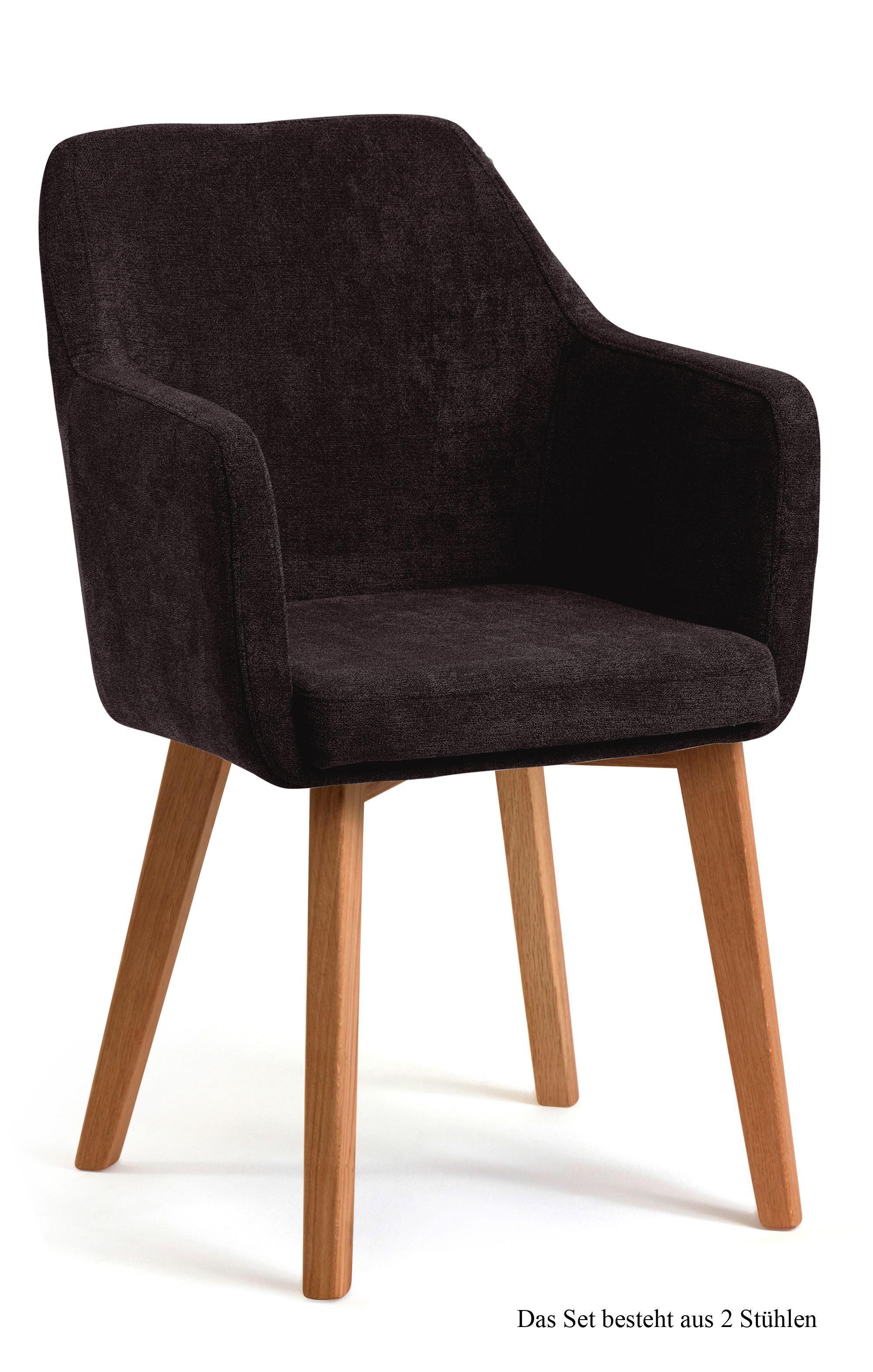 58 aufm Kessel Esszimmerstuhl Armlehnstuhl (2er-Set) Darleen 57x87x60 Eiche geölt/Marsala (Lieferung bis Verwendungsstelle, 2 St), Stabiles Gestell aus Massivholz pflegeleichter Bezug aus Microfaser