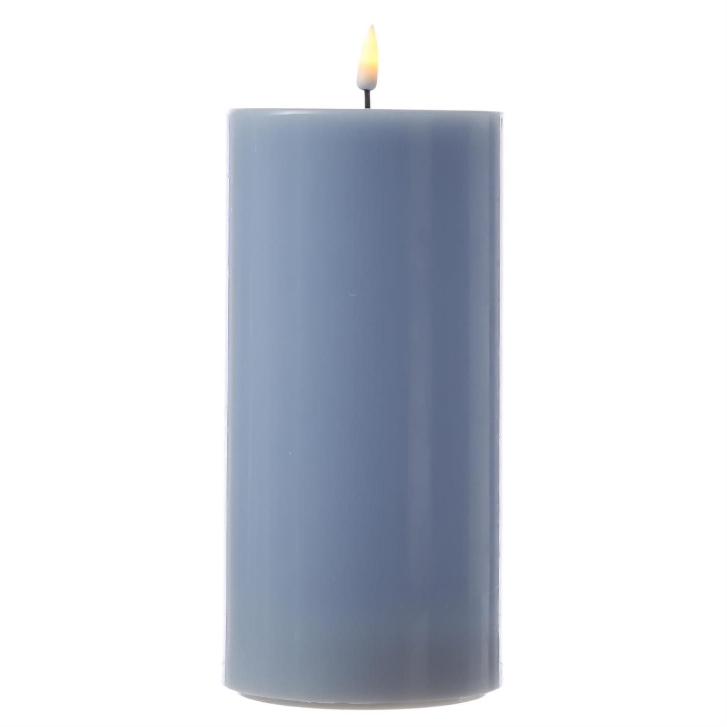 Deluxe Homeart LED-Kerze Mia Deluxe Echtwachs Wachsspiegel flackernd H: 20cm D: 10cm hellblau