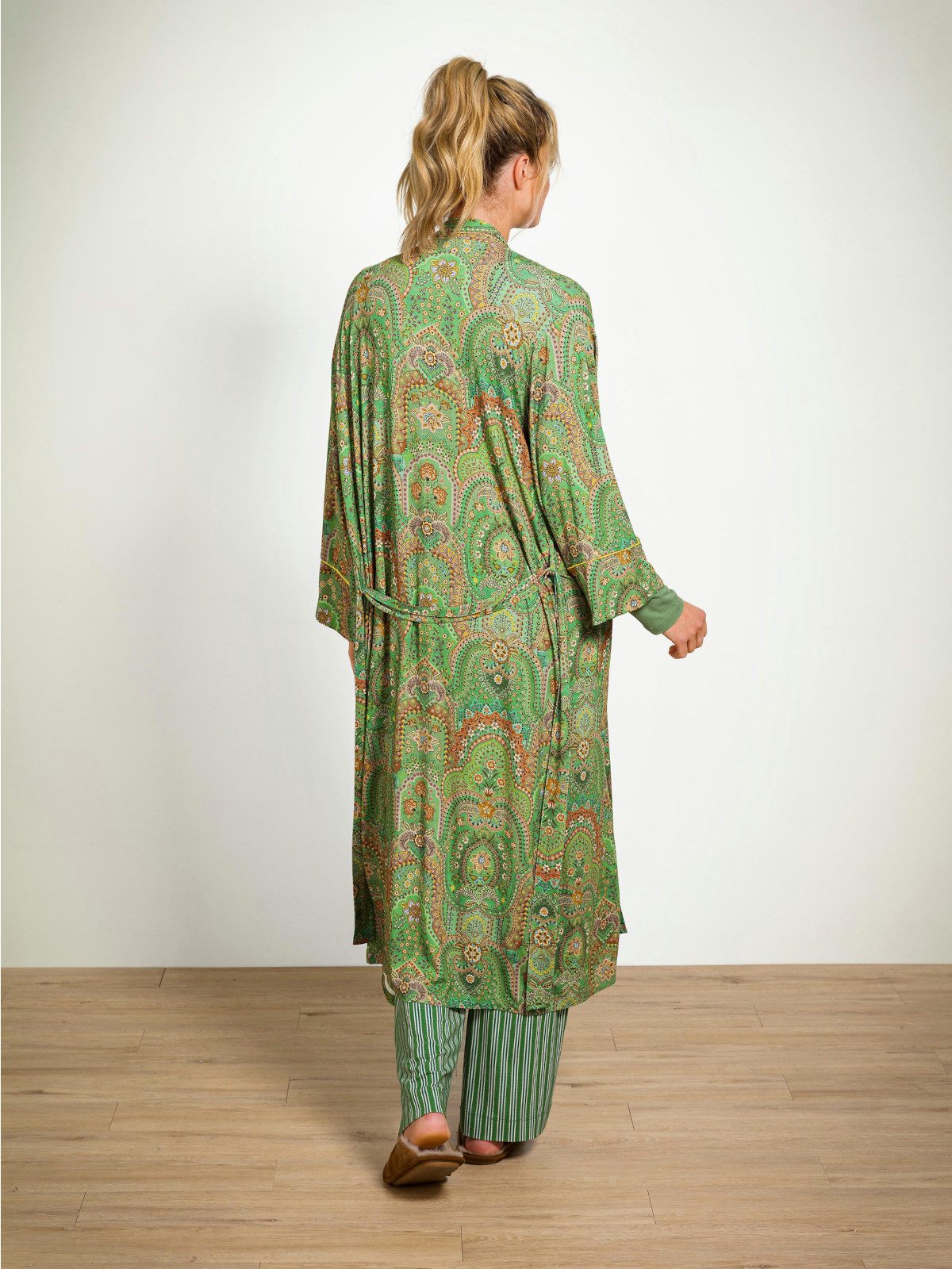 PiP Studio Bademantel Noa Kimono Jabali Green M, Viskose / Elasthan