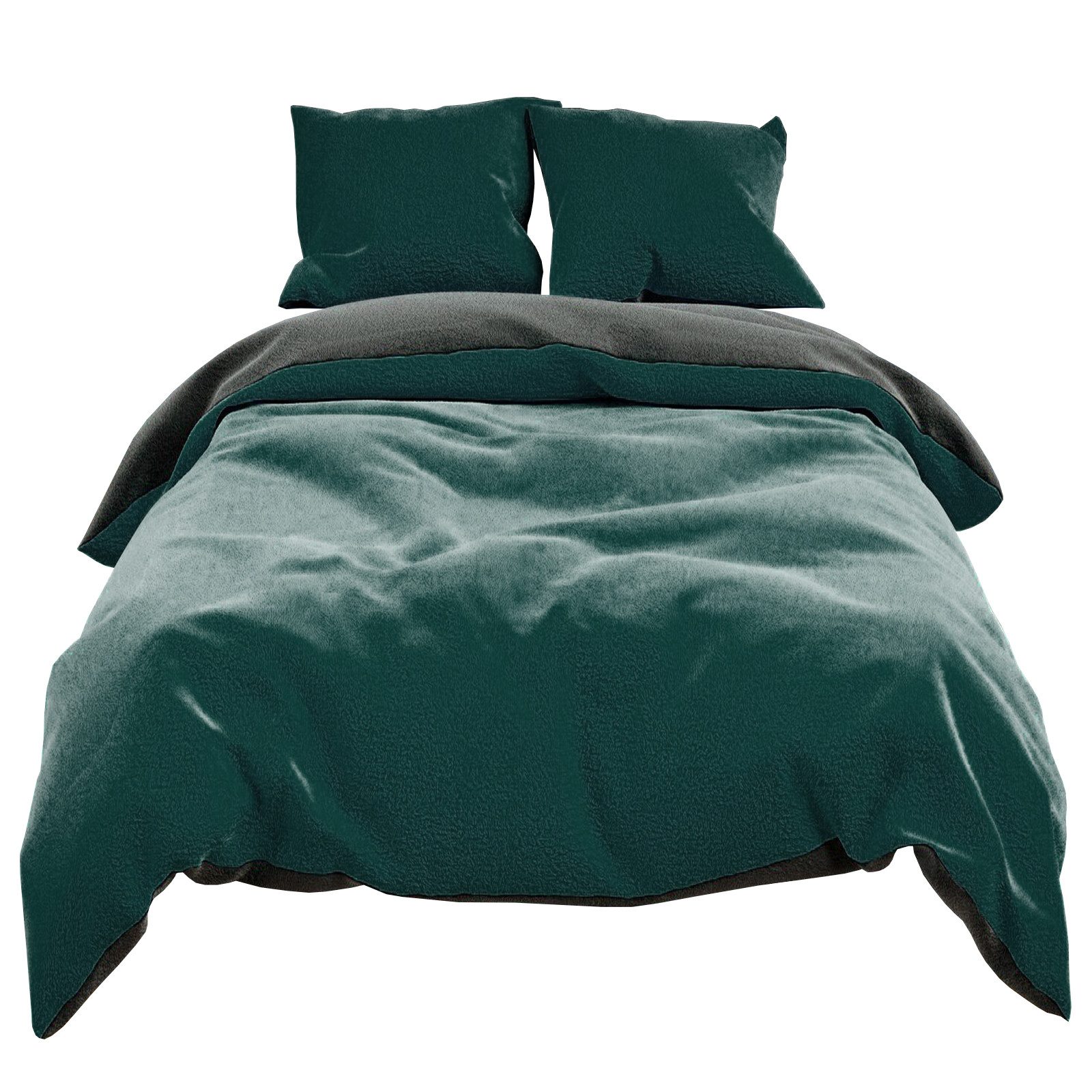 Visaggio Постельное белье Winter Teddy Plüsch, Fleece, 3 teilig, Flauschig warmes Cashmere Touch, Einfarbig Wende