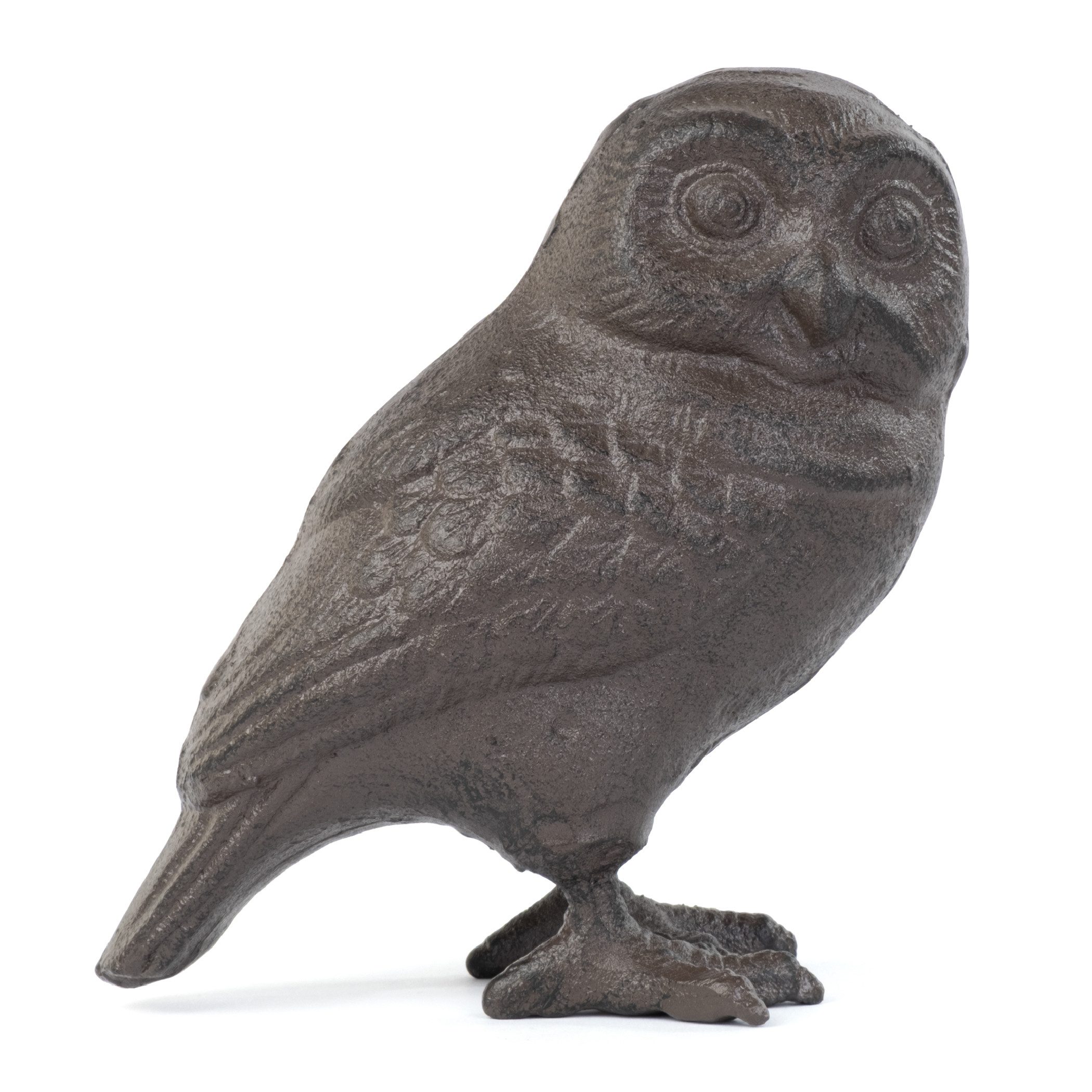 Moritz Gartenfigur Eule Gusseisen H 15 cm B 11,5 cm braun Antik Optik stehend Vogel