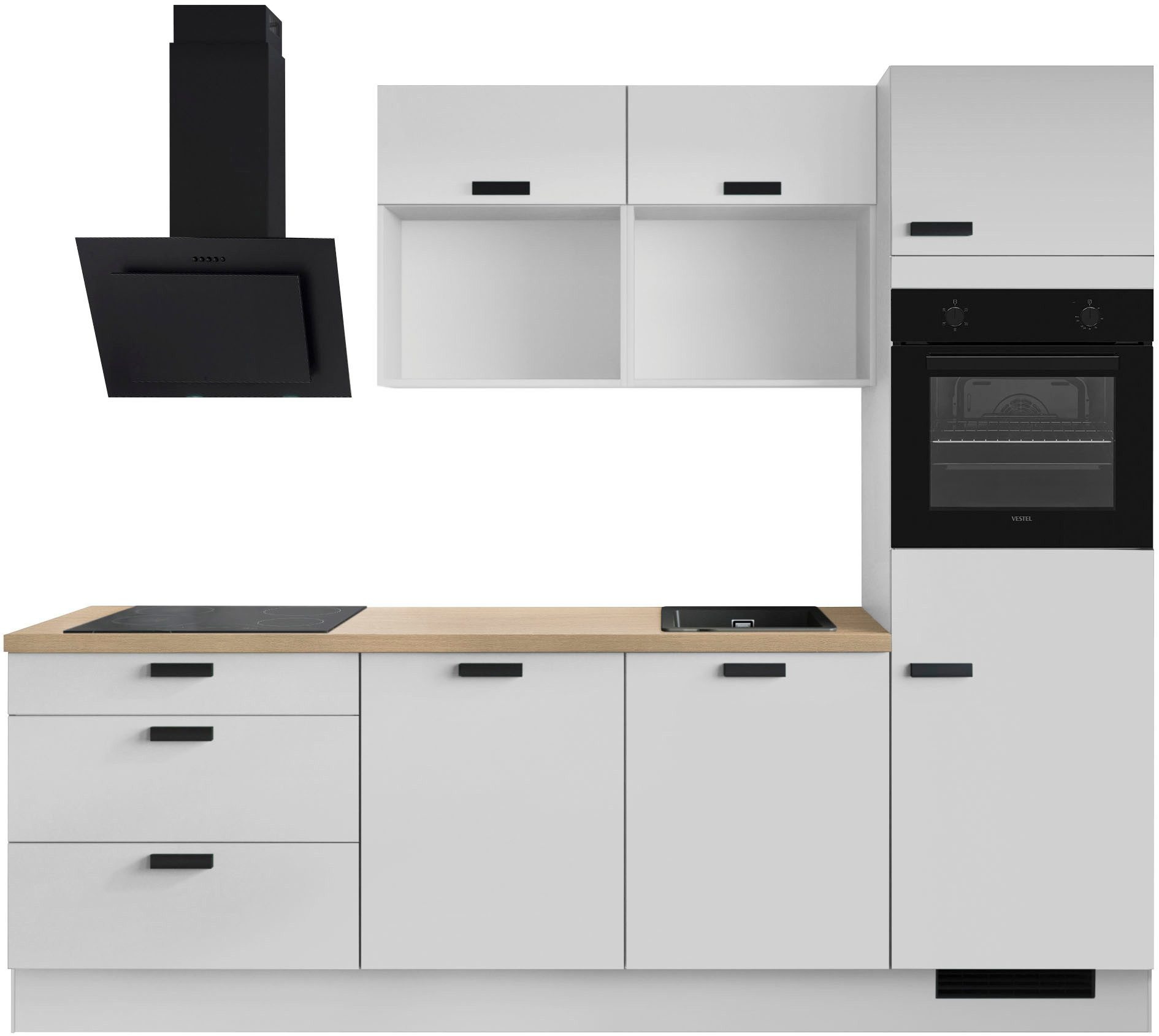 IMPULS KÜCHEN Küchenzeile "Breslau", Ausrichtung wählbar, Schubkästen mit Soft-Close, vormontiert, wahlweise mit E-Geräten, Breite 260cm