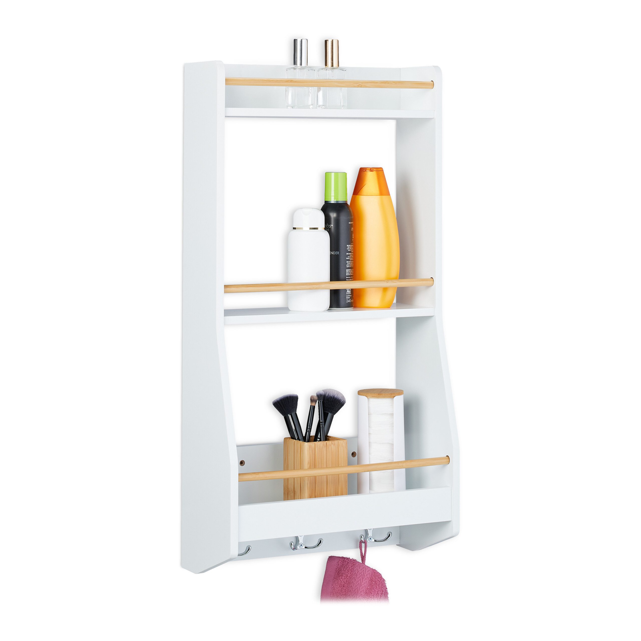 relaxdays Wandregal mit 6 Hake günstig online kaufen