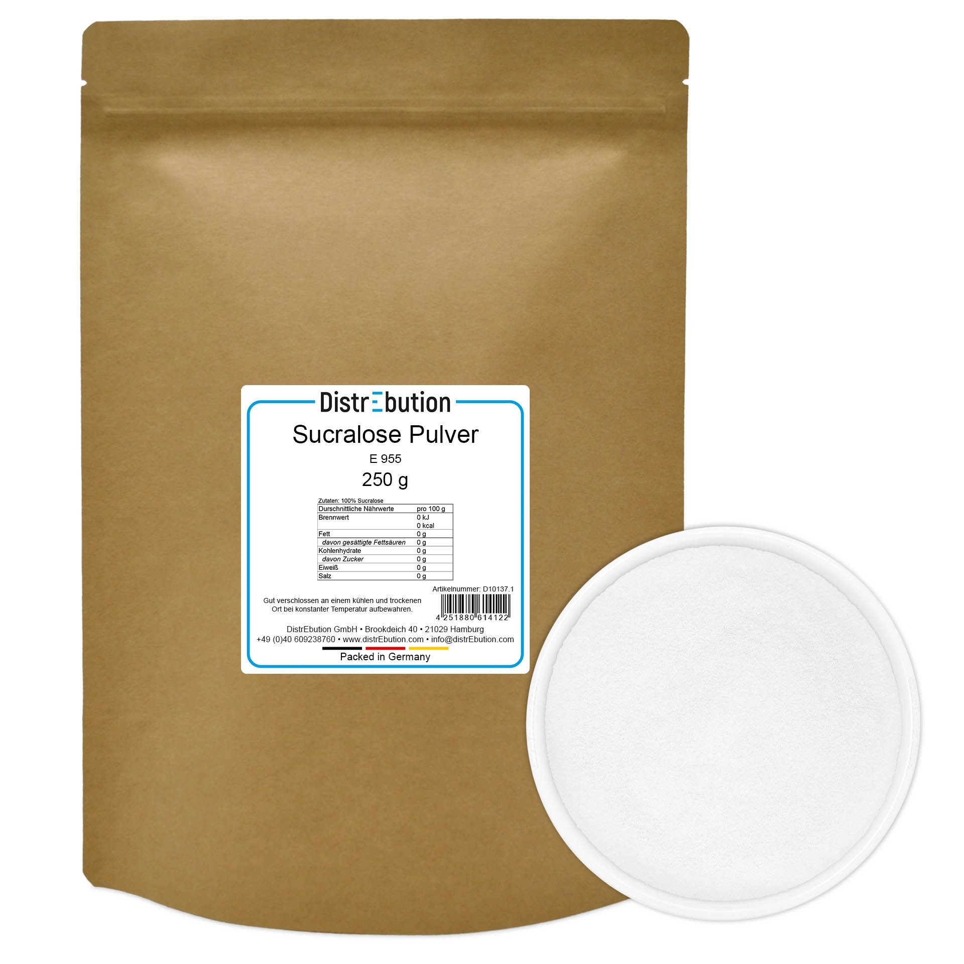 DistrEbution Süßungsmittel Sucralose Kalorienfreier Zuckerersatz - 600x Süßer als Zucker, 100 g, Geeignet als Süßungsmittel, Süßstoff und Zuckerersatz
