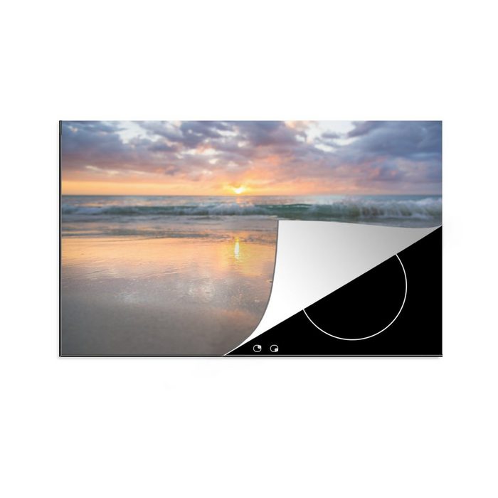 MuchoWow Herdblende-/Abdeckplatte Bild einer Muschel an einem Strand in Jamaika Vinyl (1 tlg) induktionskochfeld Schutz für die küche Ceranfeldabdeckung