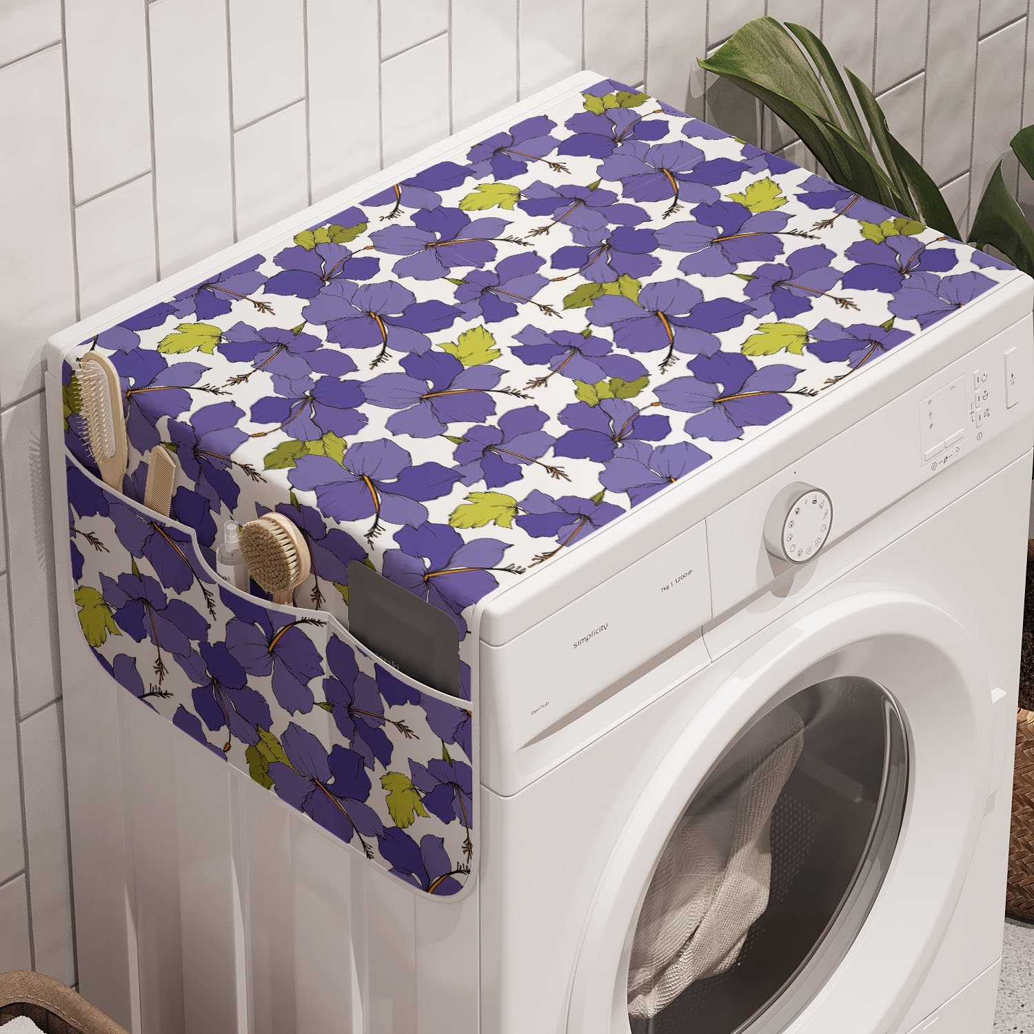 Hibiskus-Blume Lila Exotische Anti-Rutsch-Stoffabdeckung Badorganizer Waschmaschine Abakuhaus Getönten für Trockner, und