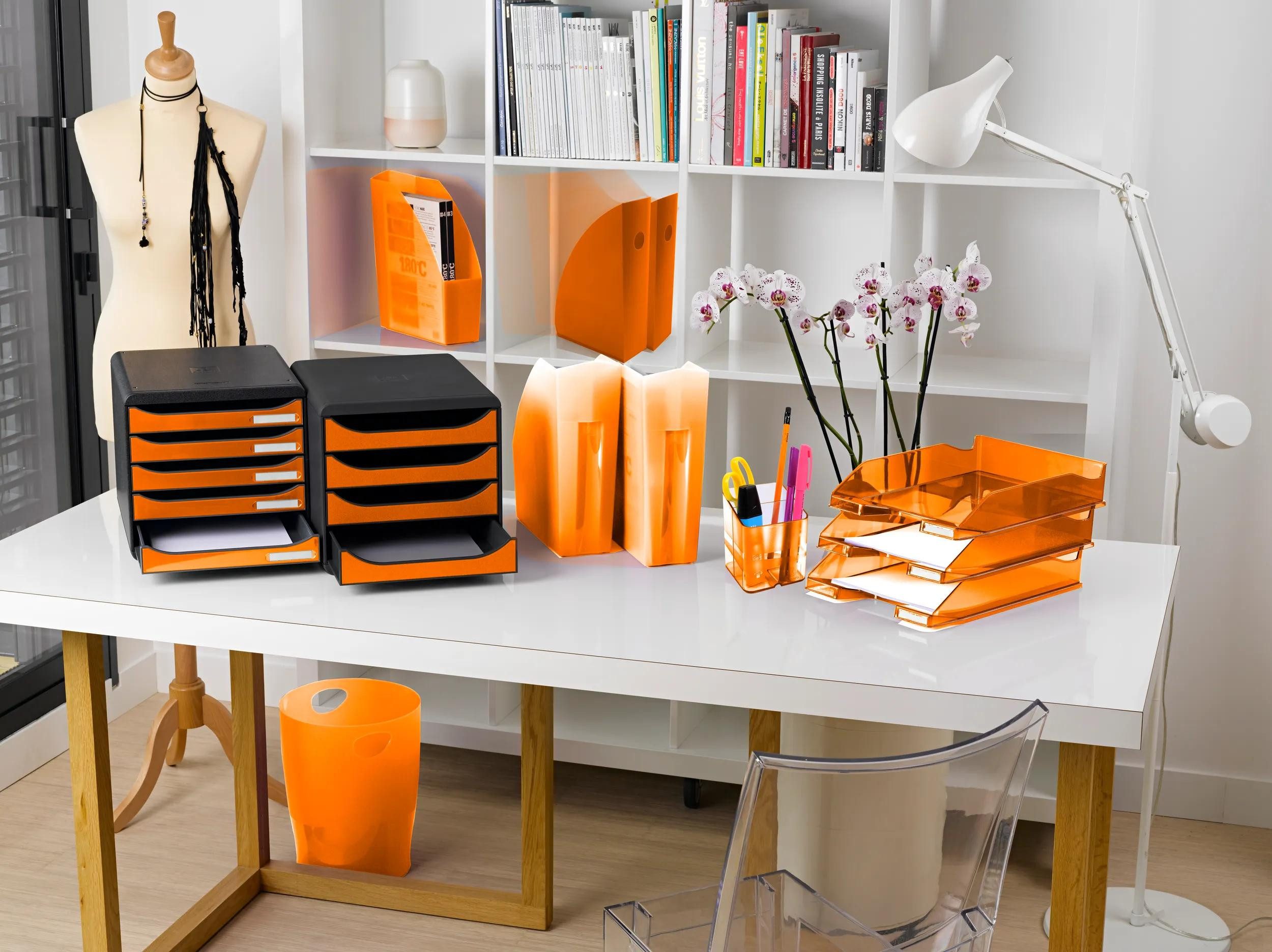 EXACOMPTA Schubladenbox Schubladenbox Big Box Plus 5 offene Schubladen Orange glossy 3097288D, Boxen stappelbar