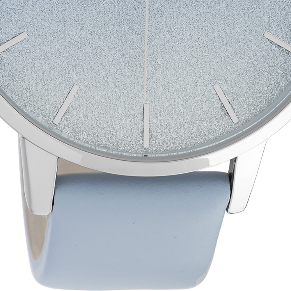 OOZOO Quarzuhr Oozoo Damen Armbanduhr Timepieces, (Analoguhr), Damenuhr rund, extra groß (ca. 48mm), Lederarmband hellblau, Fashion