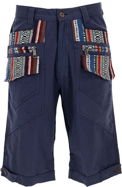 Guru-Shop Relaxhose Kurze Yogahose, Goa Hose, Goa Shorts - dunkelblau alternative Bekleidung, Ethno Style