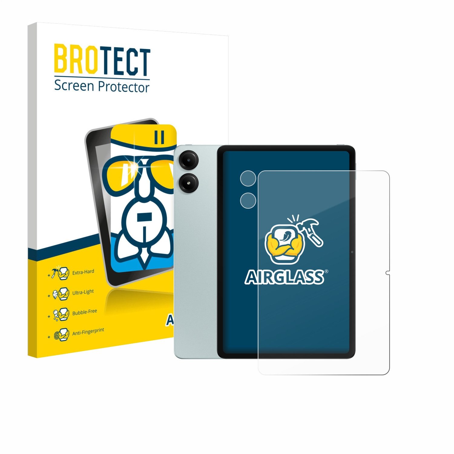 BROTECT Displayschutzglas Folie für Xiaomi Redmi Pad Pro (Display+Kamera), Schutzfolie Glas Panzer Display Schutz klar