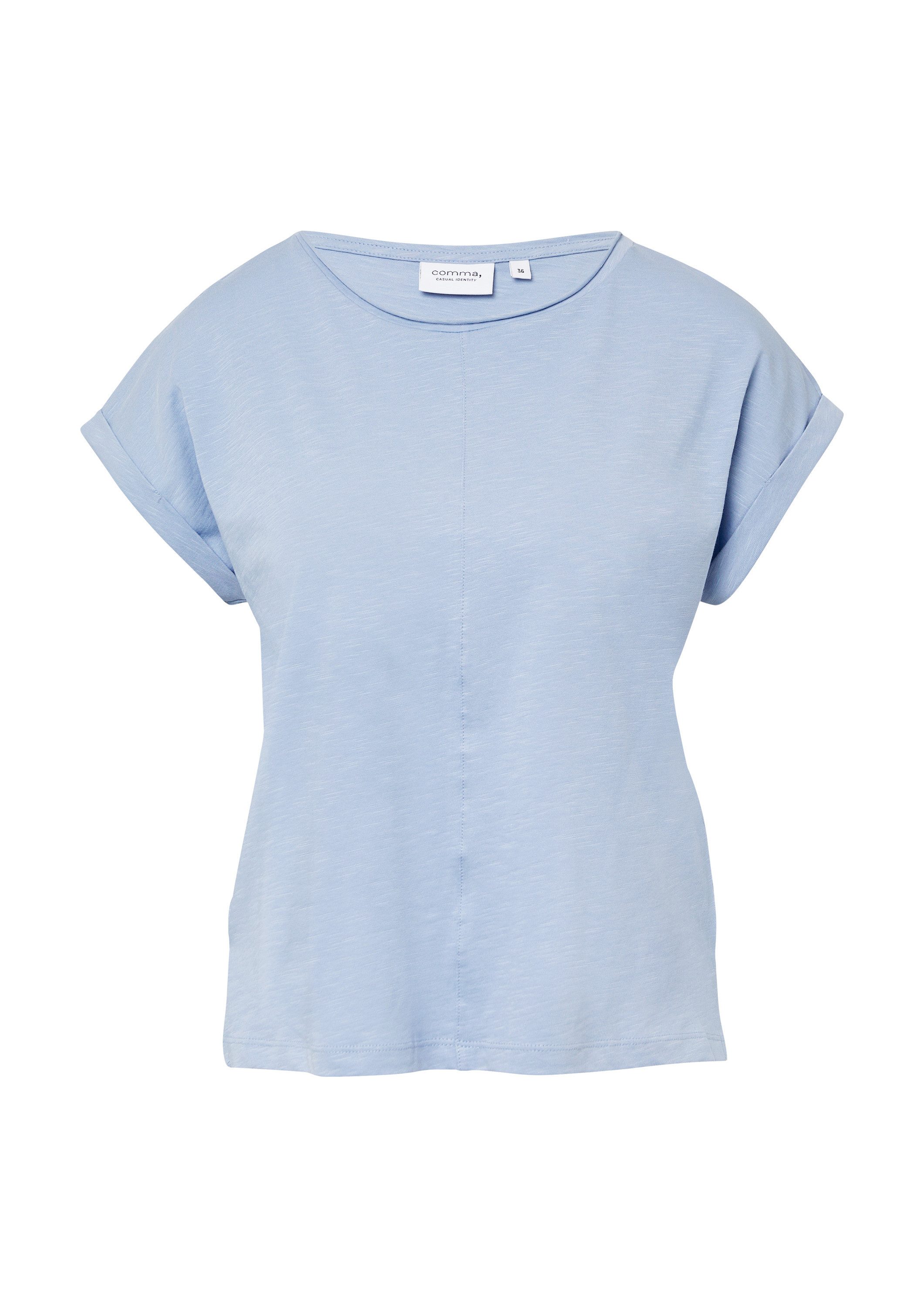 comma Kurzarmshirt T-Shirt T-Shirt aus Baumwolle mit fixiertem Ärmelumschla günstig online kaufen