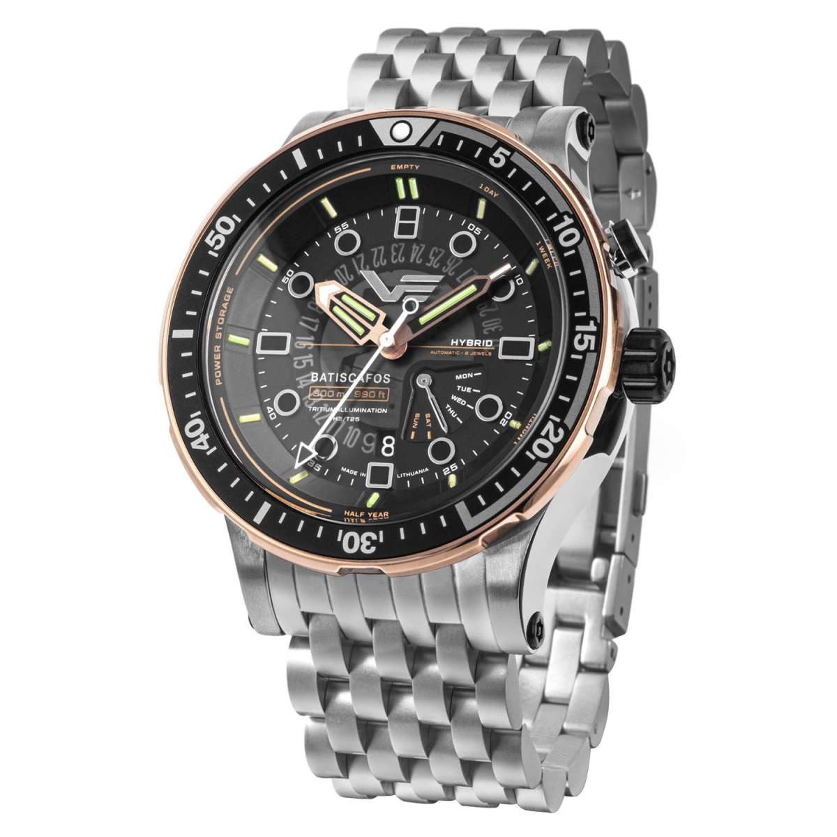Vostok Europe Automatikuhr PX84-511E769-B, für Herren Hybrid Batiscafos Stahl/Schwarz