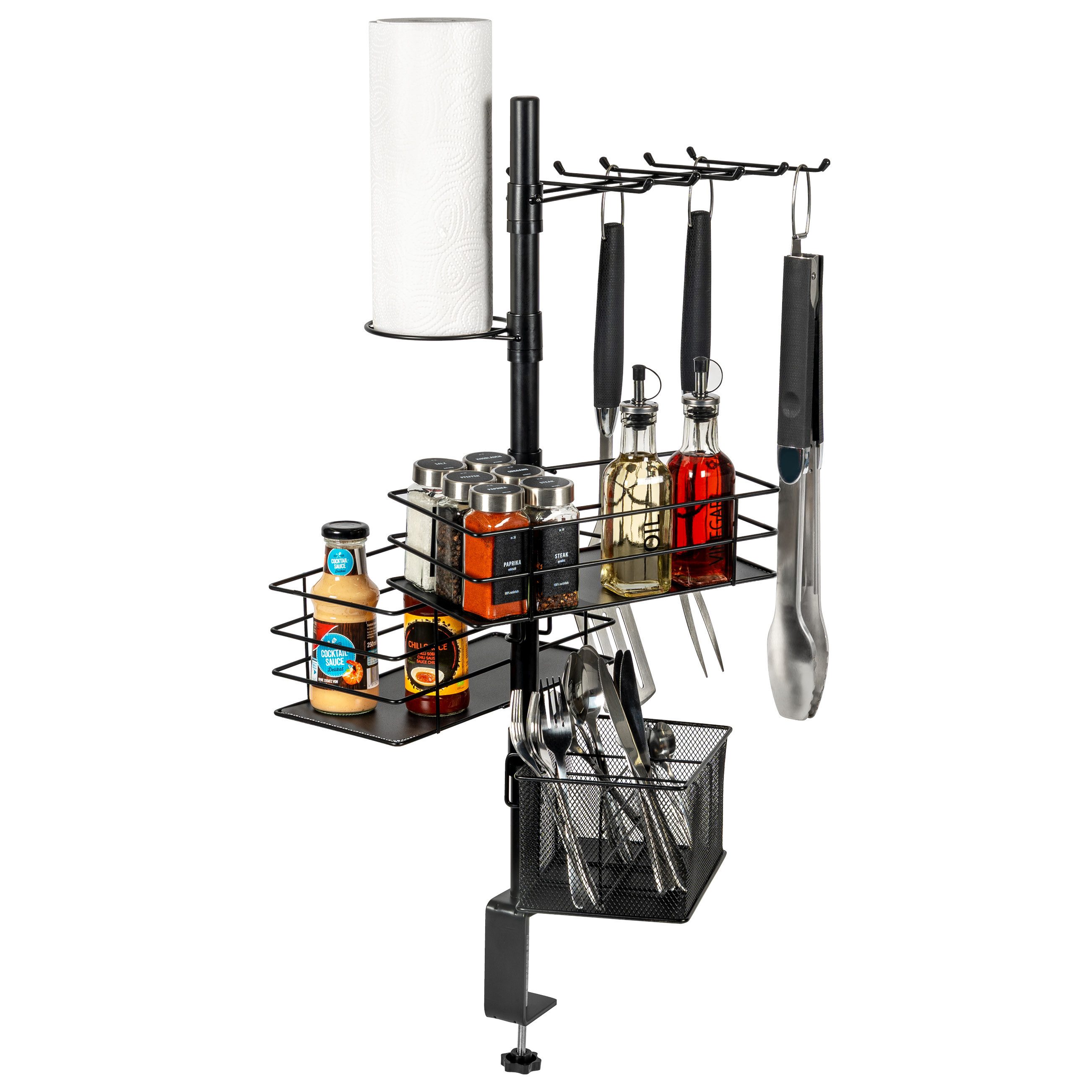 eluno Halterung 5-in-1 Grillzubehör-Organizer zur Klemmmontage