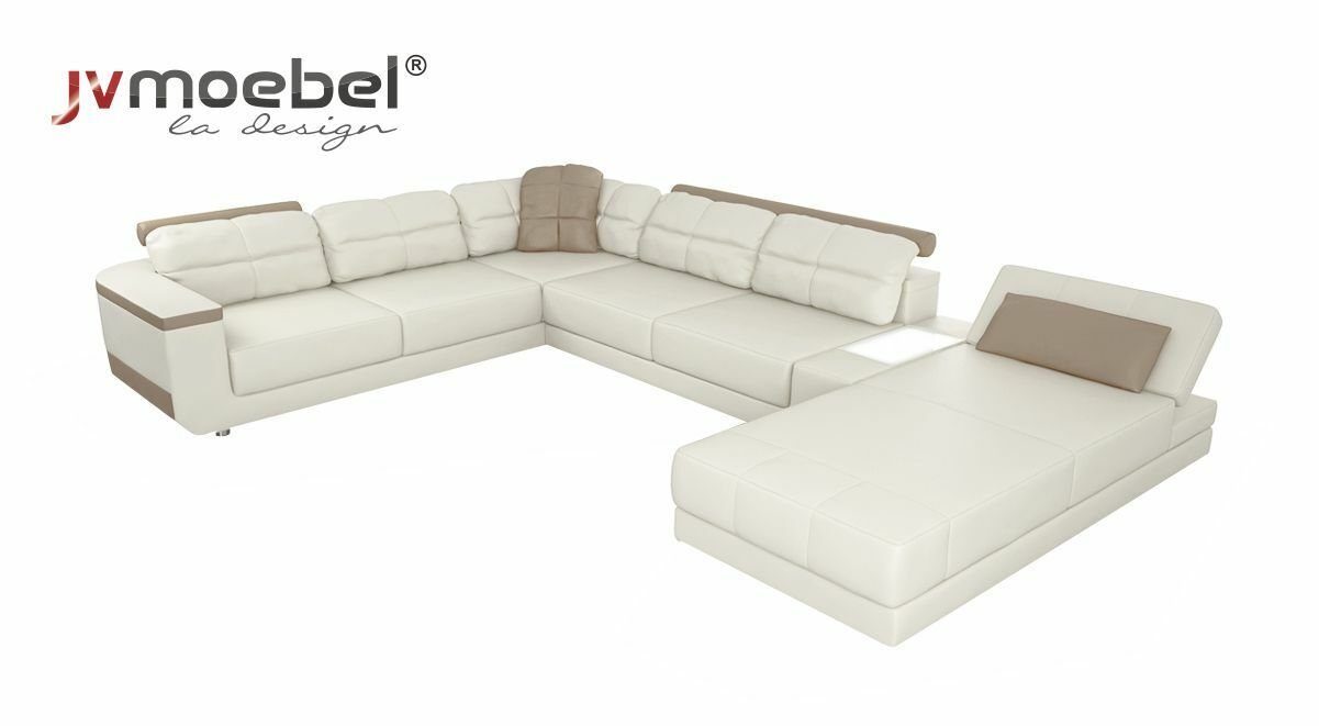 JVmoebel Ecksofa Eck Sofa Couch Polster Ecke Leder Sofa Couch, Made in Europe Beige