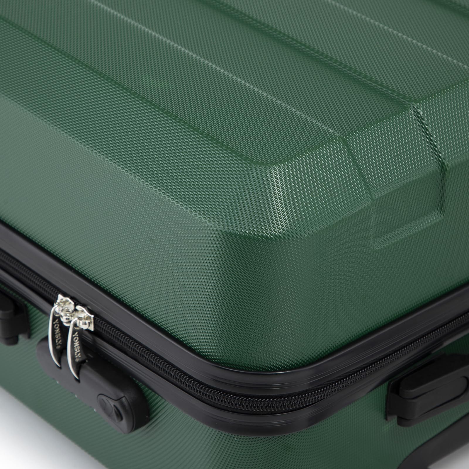 YONSLY Koffer Reisekoffer Trolley Rollkoffer Hartschalenkoffer Größenwahl aus ABS, 4 Rollen, Zahlenschloss 360°-Doppelrollen weicher Gummigriff Aluminium-Elemente