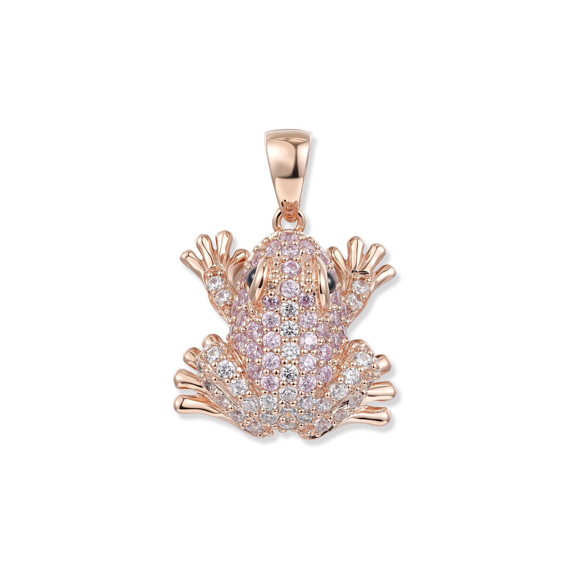 Seinerzeit FLORA & FAUNA Kettenanhänger Louisa Frosch Anhänger, Schmuck aus 925 Sterling Silber (Vom Wald inspirierter Damenschmuck mit liebevoll gestaltetem Natur- und Tiermotiv – ein besonderer Begleiter im Alltag und zu besonderen Anlässen, 1-tlg., inkl. Geschenkverpackung für Frauen ob Freundin, Mutter, Ehefrau, Oma), rosé-vergoldet und Zirkonia-Steinen