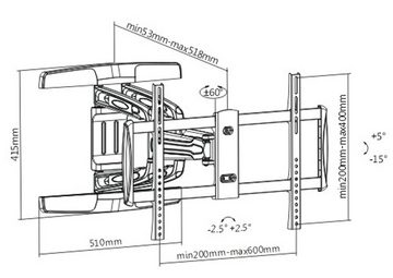 HALTERUNGSPROFI SXL2 TV-Wandhalterung, (bis 70,00 Zoll, Neigbar, Schwenkbar, Drehbar, Ausziehbar)
